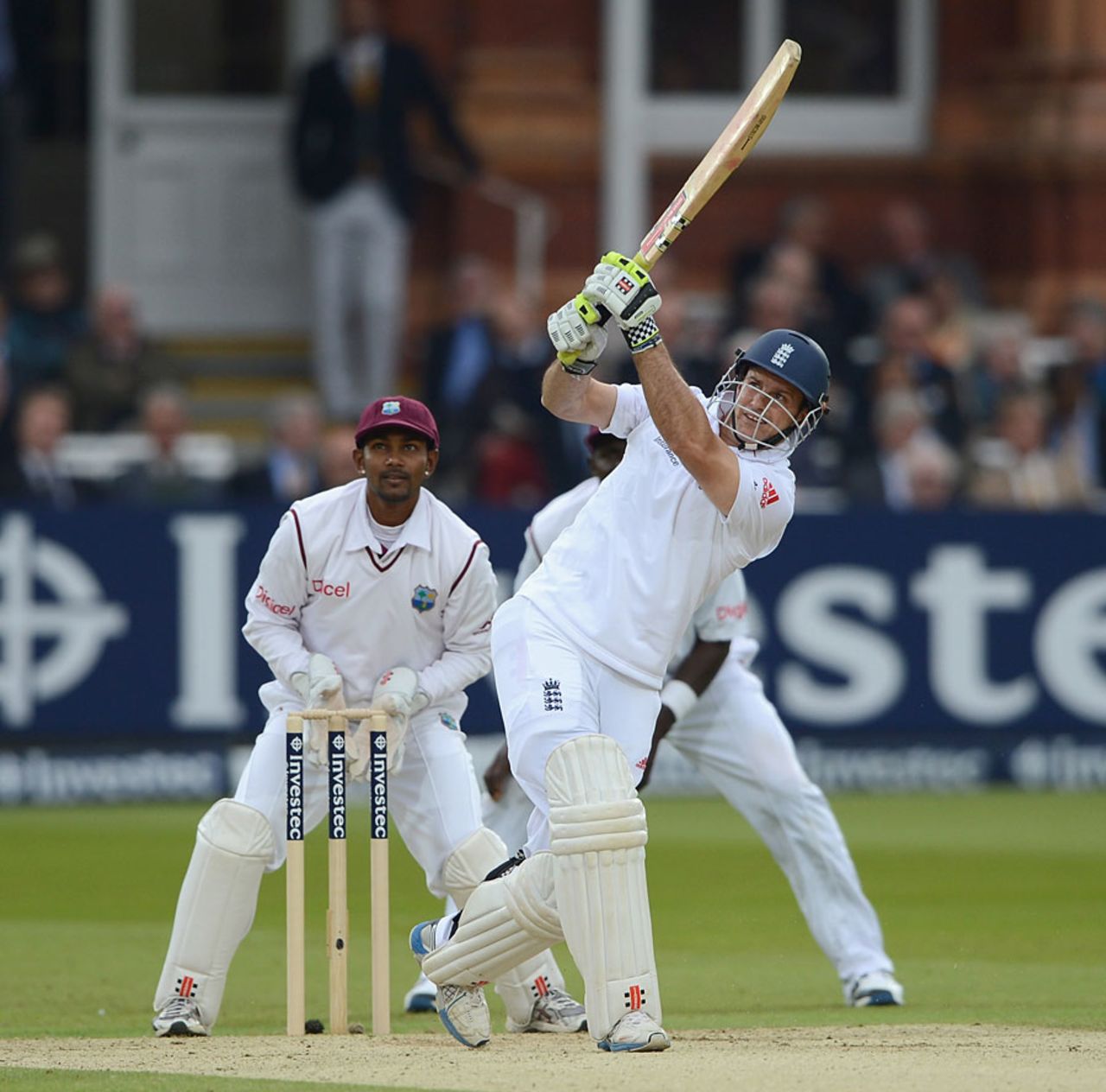Andrew Strauss used his feet against Marlon Samuels, England v West Indies, 1st Test, Lord's, 2nd day, May 18, 2012