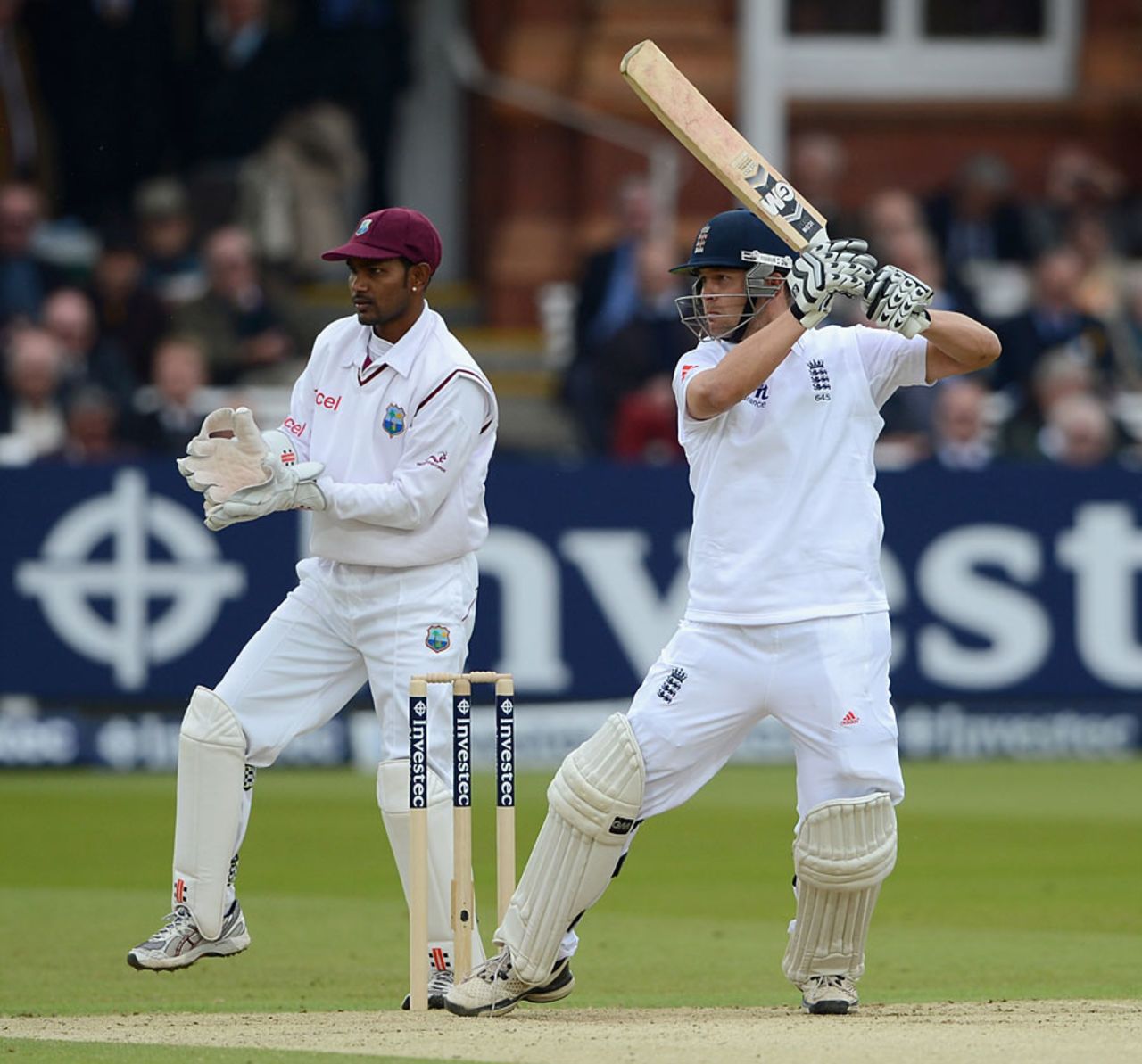 Jonathan Trott eased to a half century, England v West Indies, 1st Test, Lord's, 2nd day, May 18, 2012