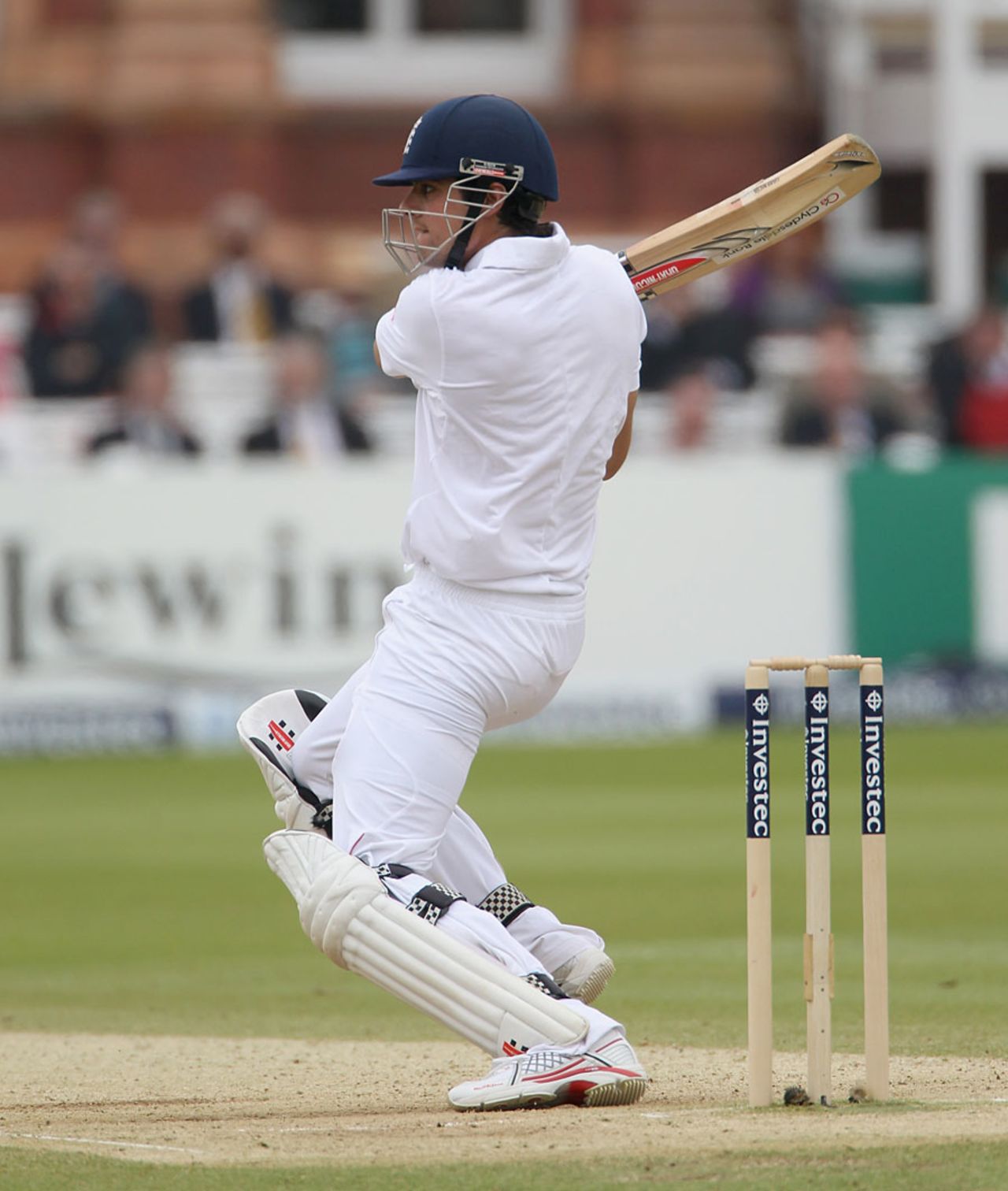 Alastair Cook cuts during his 79, England v West Indies, 1st Test, Lord's, 5th day, May 21, 2012
