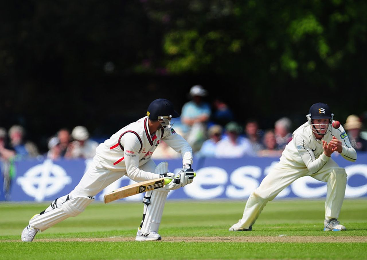 Ajmal Shahzad fell to a catch at short leg, Lancashire v Middlesex, County Championship, Division One, Aigburth, May 24, 2012