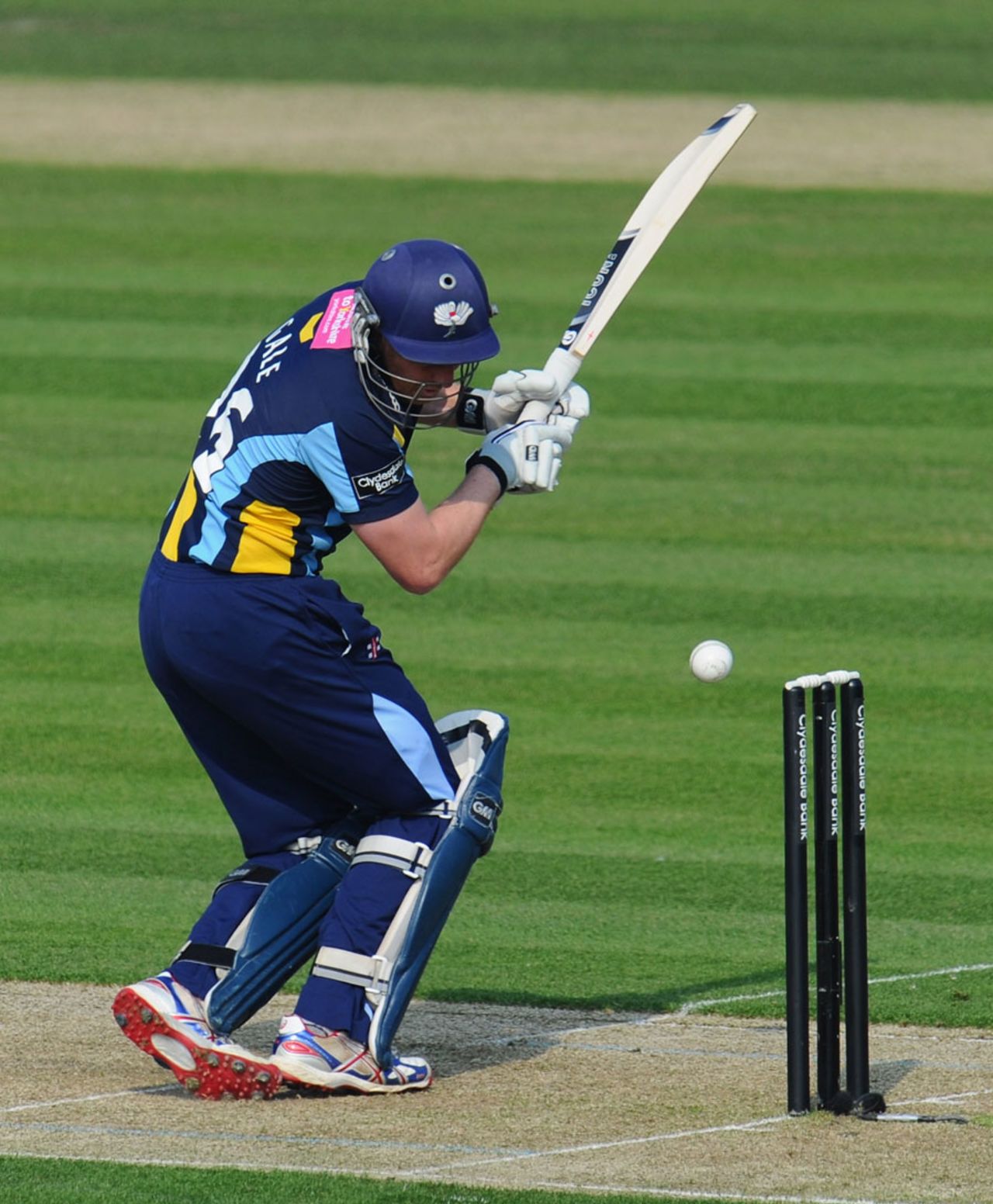 Andrew Gale takes a blow on the helmet, Sussex v Yorkshire, Clydesdale Bank 40, Group C, Hove, May 24, 2012