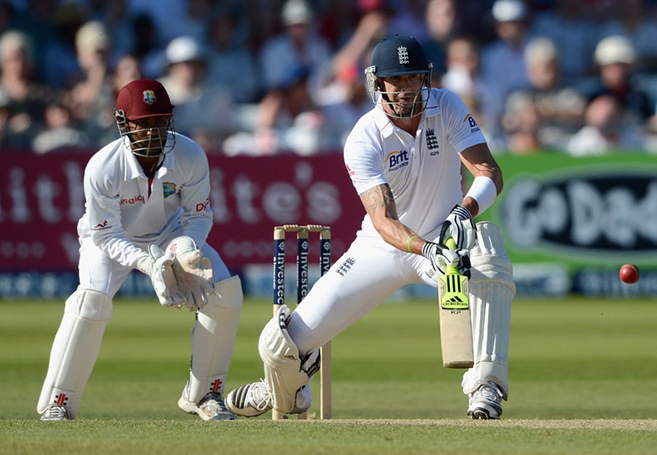 Kevin Pietersen brought out the scoop shot, England v West Indies, 2nd Test, Trent Bridge, 2nd day, May 26, 2012
