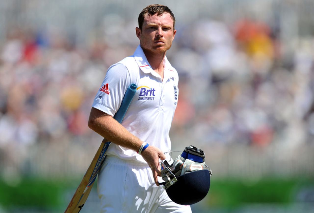 Ian Bell leaves the field after being dismissed during the morning session, England v West Indies, 2nd Test, Trent Bridge, 3rd day, May 27, 2012