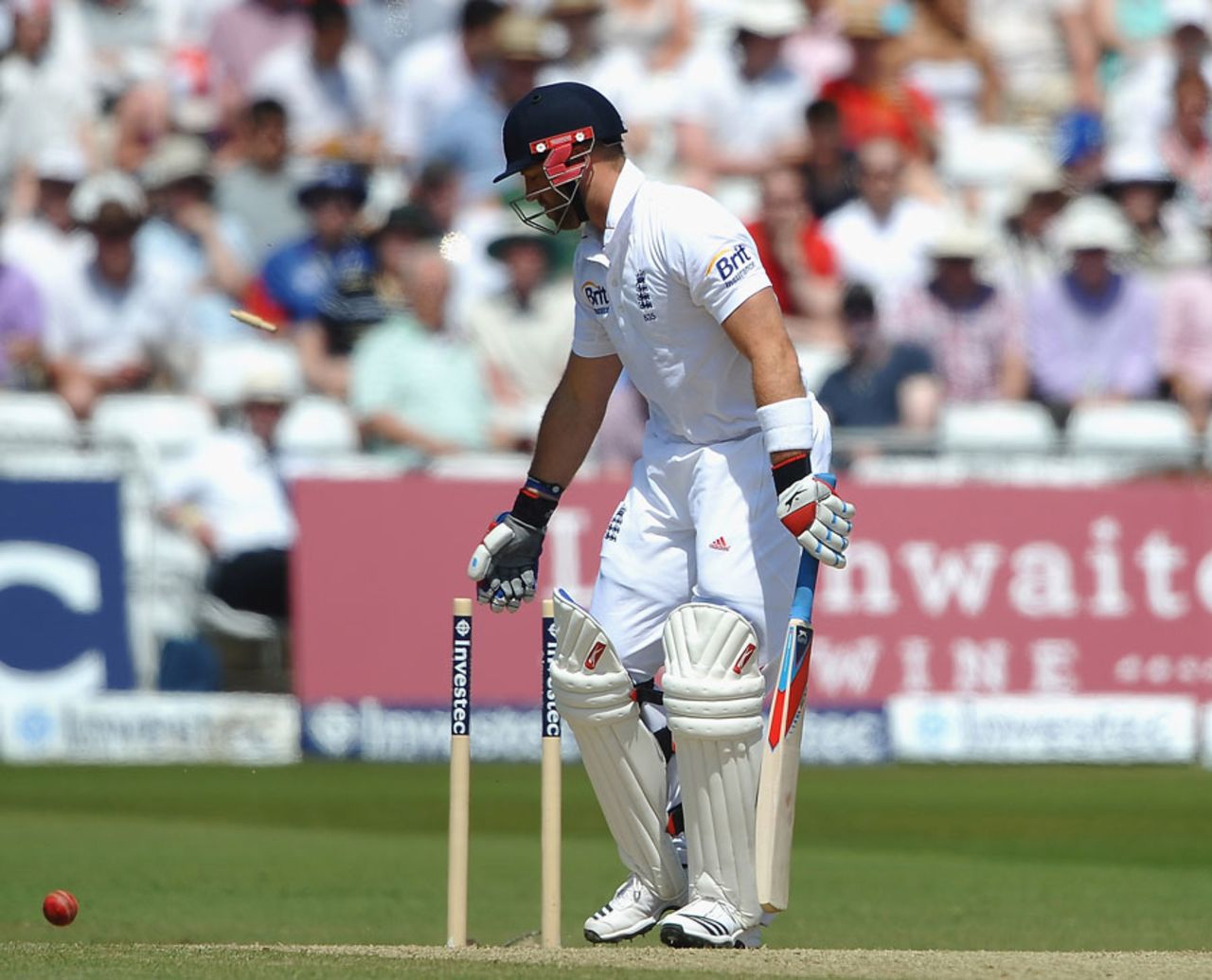 Matt Prior lost his middle stump to Darren Sammy, England v West Indies, 2nd Test, Trent Bridge, 3rd day, May 27, 2012