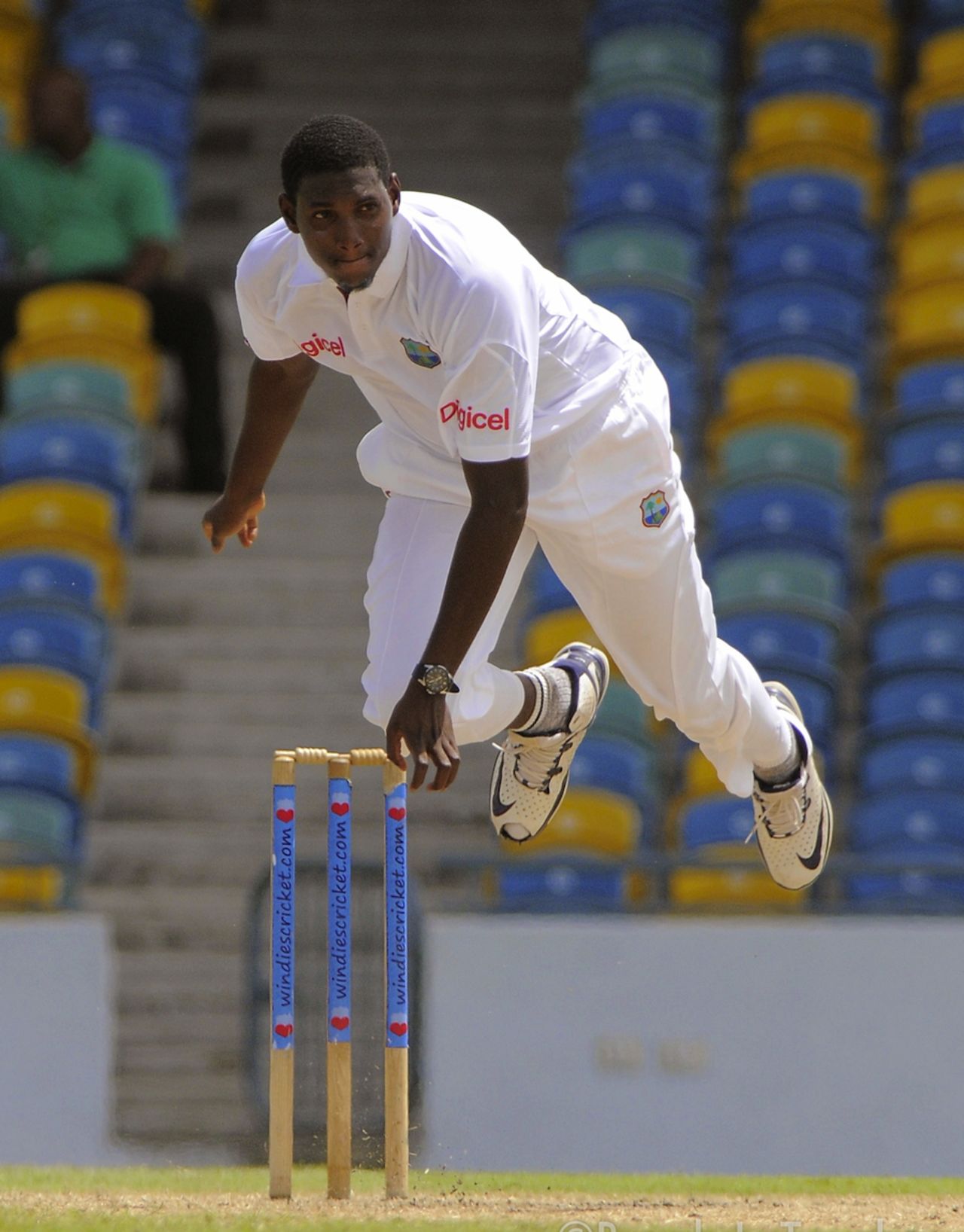 Delorn Johnson picked up three wickets, West Indies A v India A, 1st unofficial Test, Barbados, 2nd day, June 3, 2012