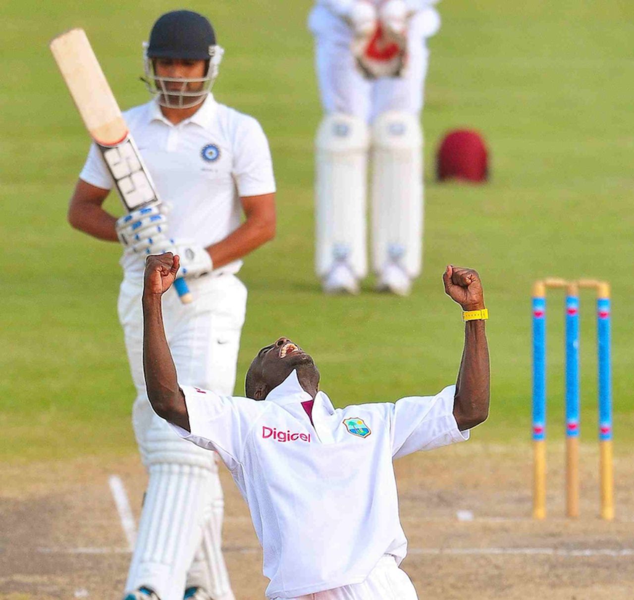 Jonathan Carter celebrates his fifth wicket, West Indies A v India A, 1st unofficial Test, Barbados, 2nd day, June 3, 2012