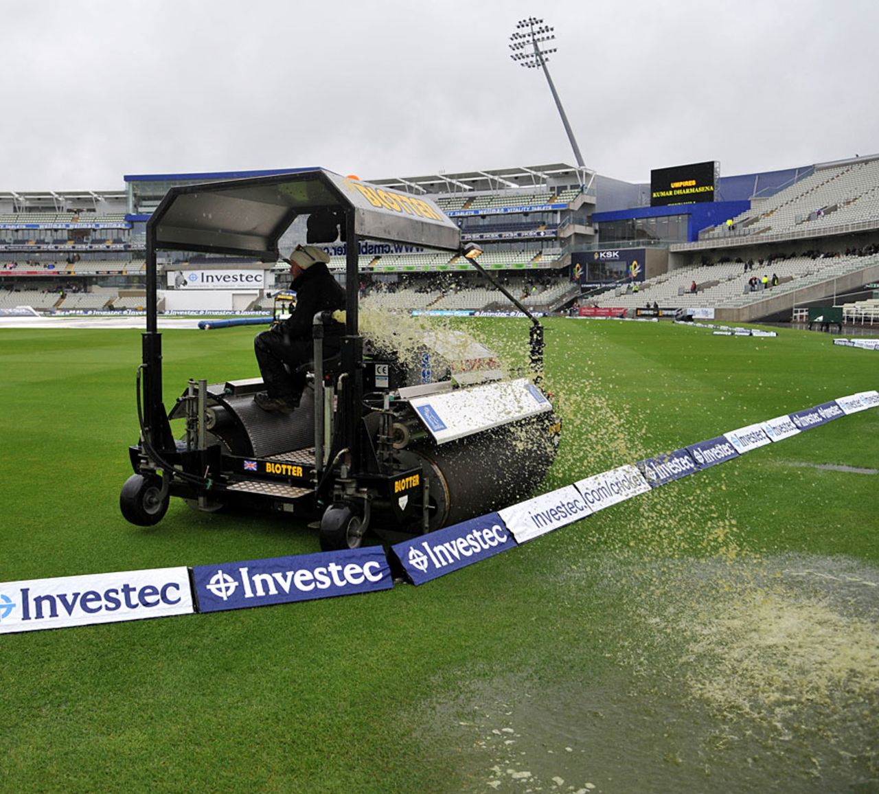 The groundstaff fought a losing battle on the opening day, England v West Indies, 3rd Test, Edgbaston, 1st day, June 7, 2012
