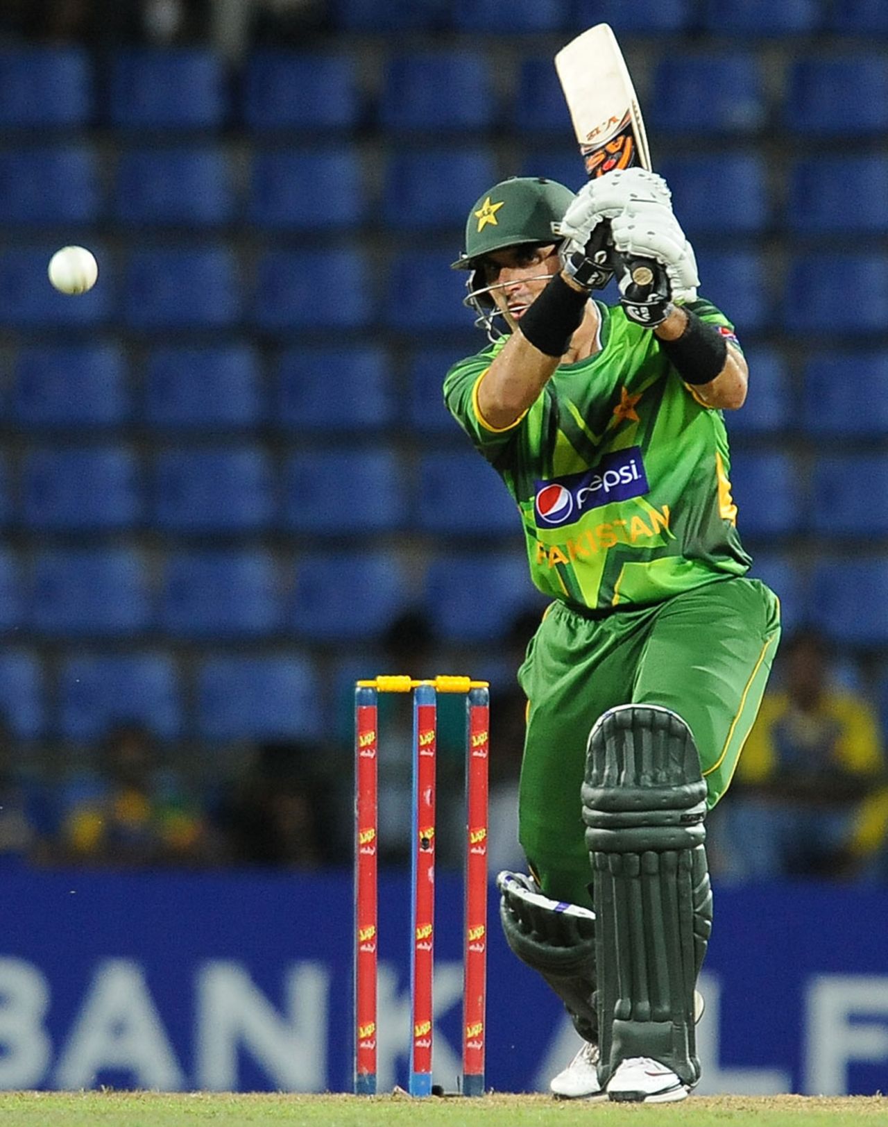 Misbah-ul-Haq played a typically steady knock, Sri Lanka v Pakistan, 1st ODI, Pallekele, June 7, 2012