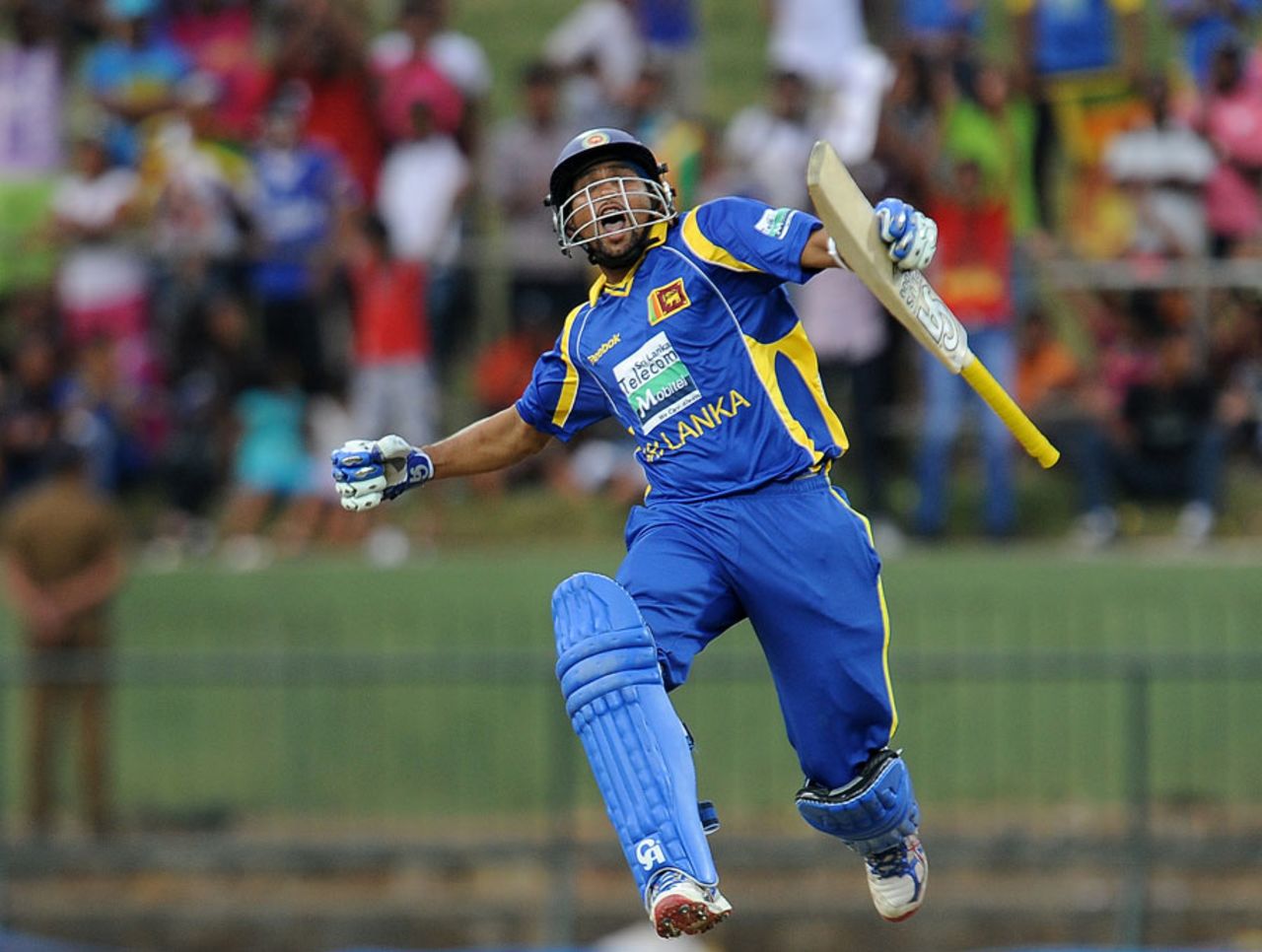 Tillakaratne Dilshan leaps after completing his hundred, Sri Lanka v Pakistan, 2nd ODI, Pallekele, June 9, 2012