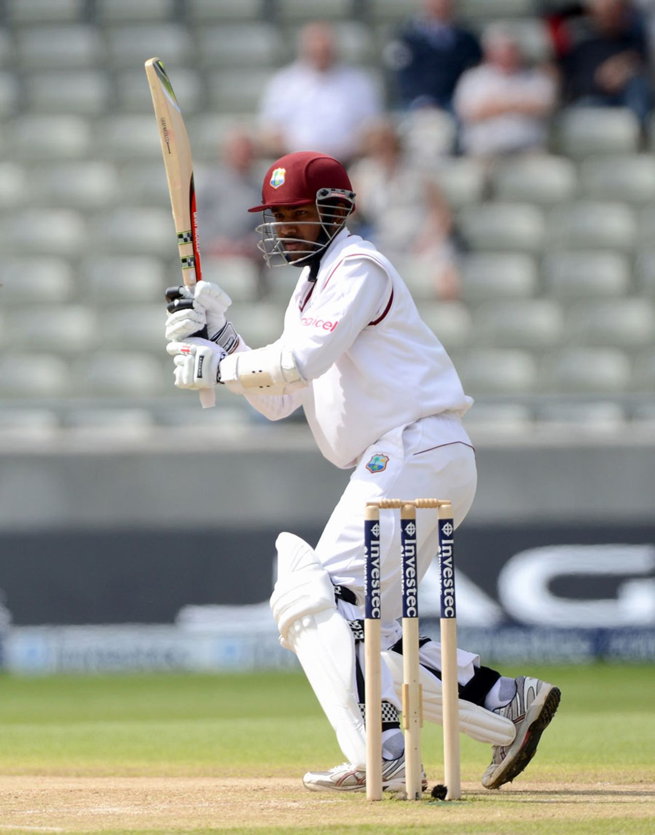 Denesh Ramdin kicked on from his fifty on the fourth morning, England v West Indies, 3rd Test, Edgbaston, 4th day, June 10, 2012