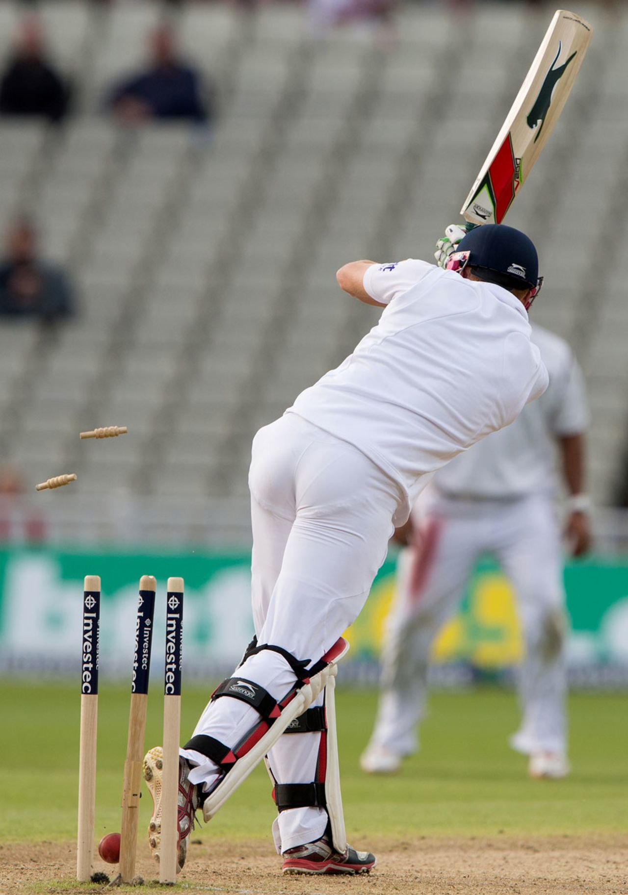 Jonny Bairstow is bowled by Tino Best, England v West Indies, 3rd Test, Edgbaston, 4th day, June 10, 2012