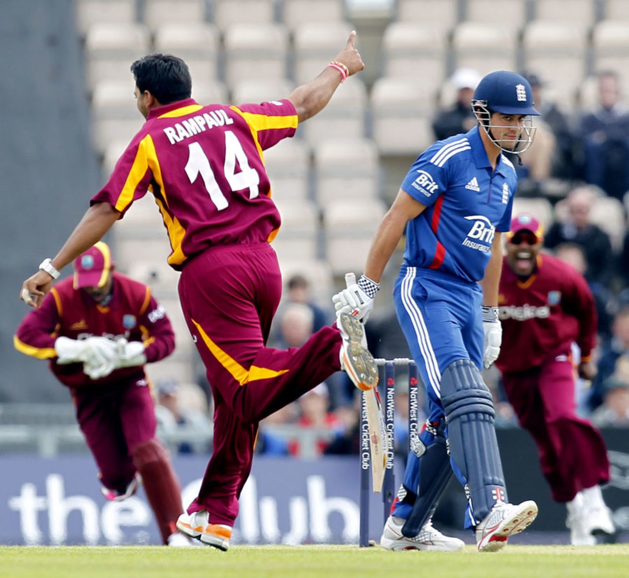 Alastair Cook fell in the opening over against Ravi Rampaul, England v West Indies, 1st ODI, West End, June 16, 2012
