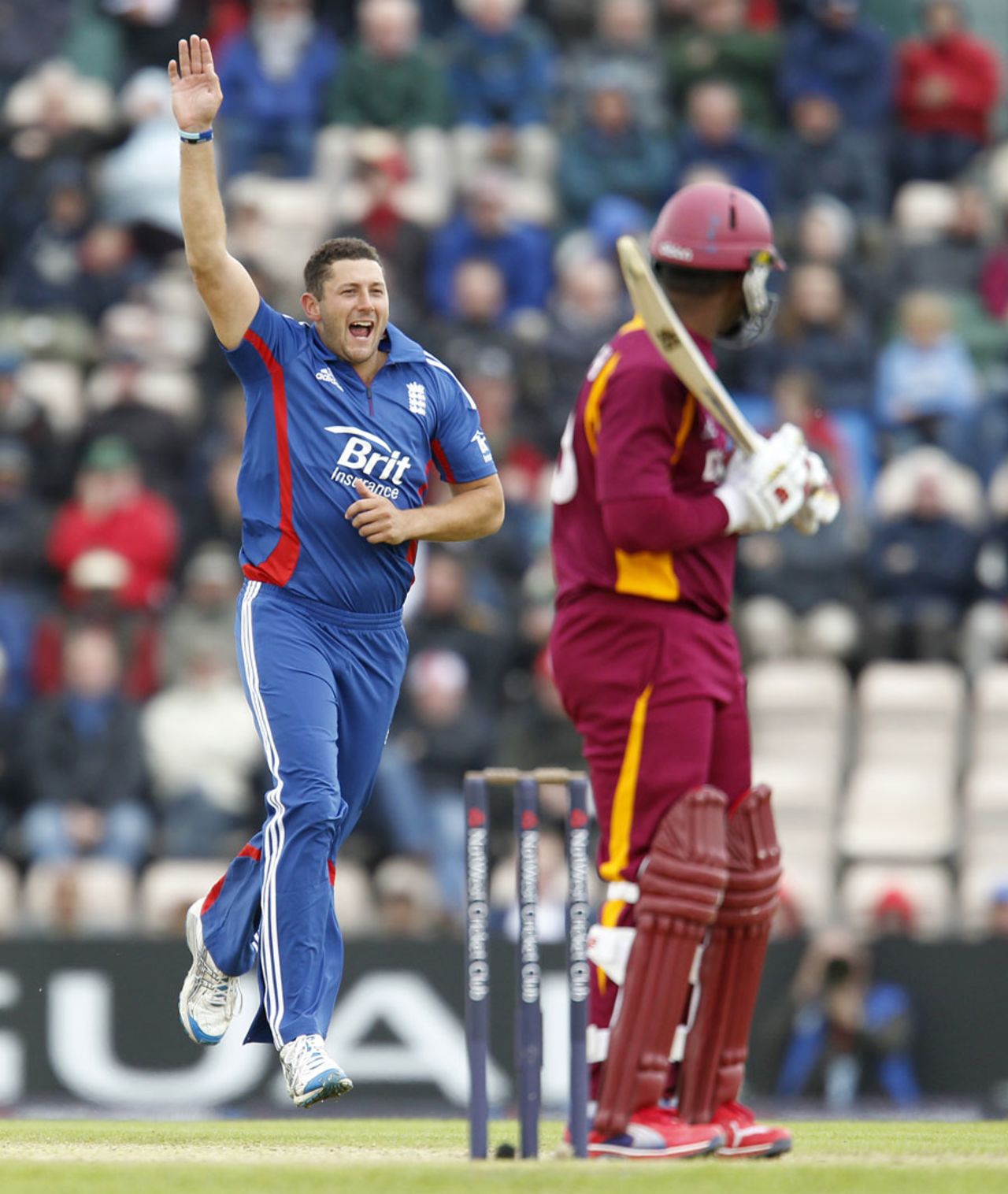 Tim Bresnan had Dwayne Smith caught behind for 56, England v West Indies, 1st ODI, West End, June 16, 2012