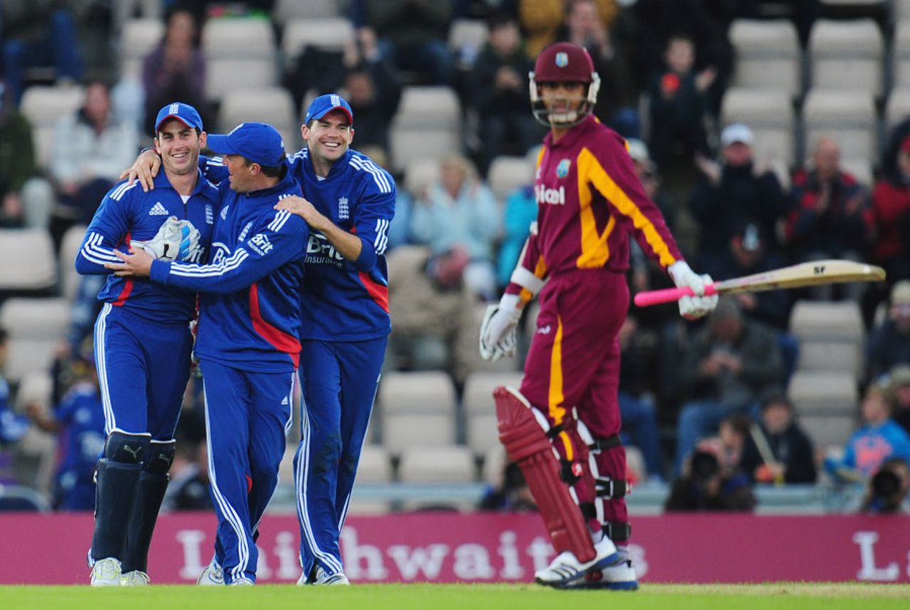 Craig Kieswetter caught Sunil Narine to end the West Indies innings, England v West Indies, 1st ODI, West End, June 16, 2012