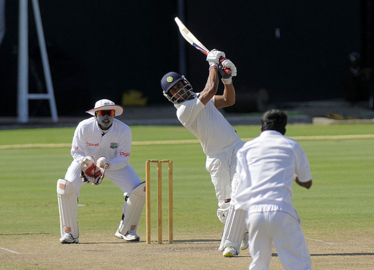 Manoj Tiwary hits out on his way to 62, West Indies A v India A, 3rd unofficial Test, St Lucia, 3rd day, June 17, 2012