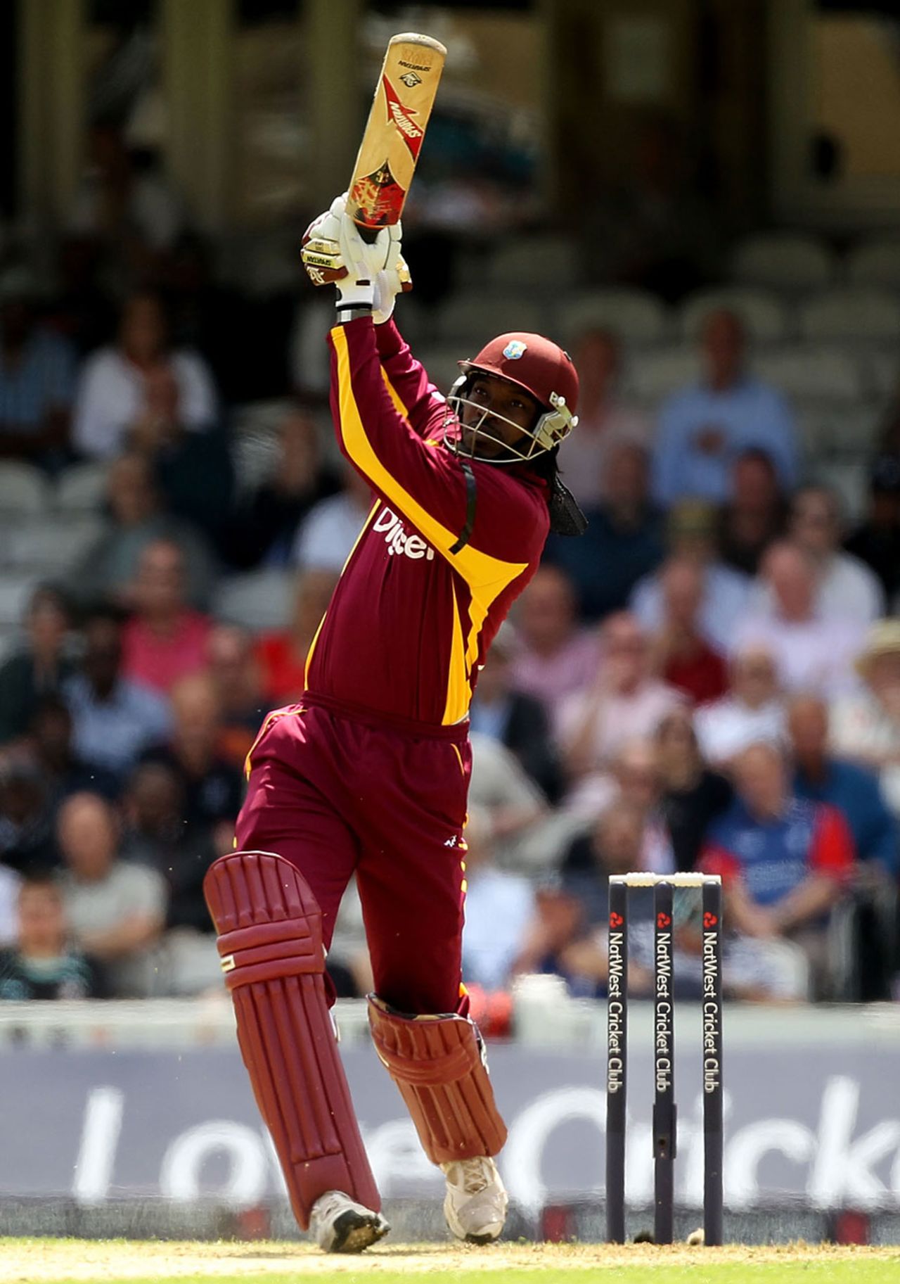 Chris Gayle cut loose against Tim Bresnan with some huge sixes, England v West Indies, 2nd ODI, The Oval, June 19, 2012
