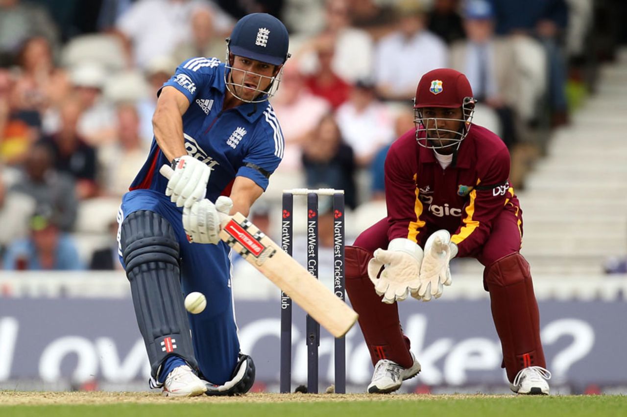 Alastair Cook progressed to his half-century from 51 balls, England v West Indies, 2nd ODI, The Oval, June 19, 2012