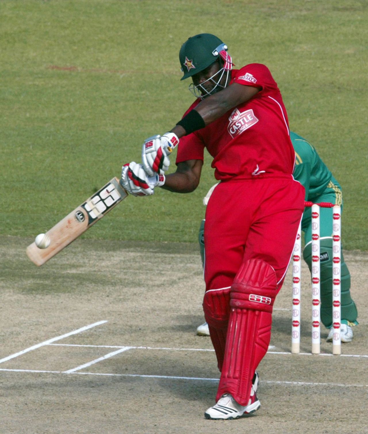 Hamilton Masakadza hits out on his way to a half-century, Zimbabwe v South Africa, T20 tri-series, Harare, June 20, 2012