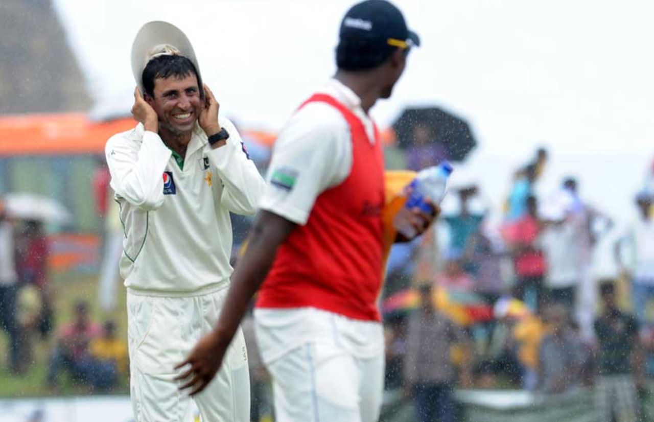 Younis Khan has reason to smile in the pouring rain, Sri Lanka v Pakistan, 1st Test, Galle, 2nd day, June 23, 2012