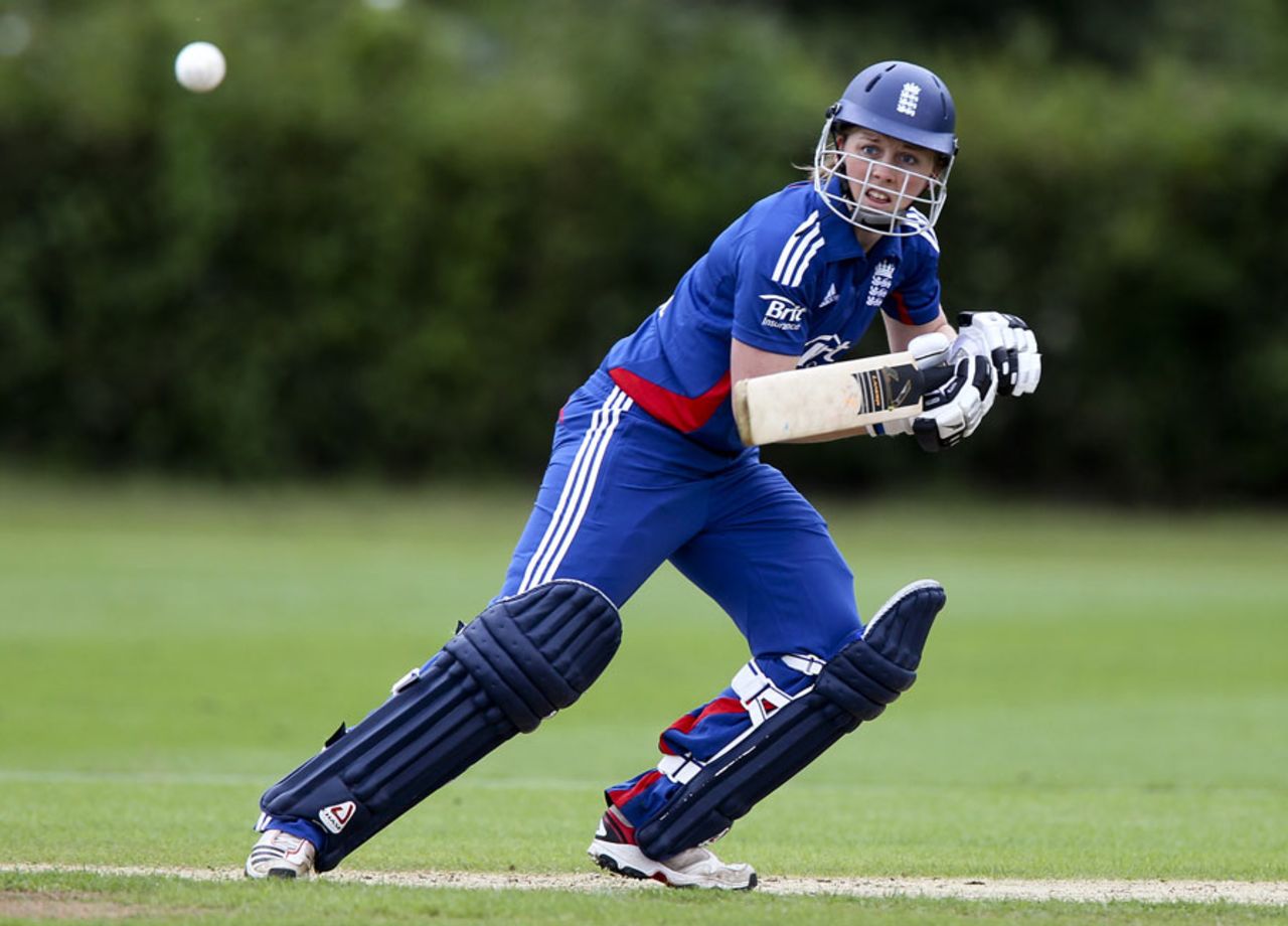 Heather Knight plays into the off side, England Academy Women v India Women, Loughborough, June 23, 2012
