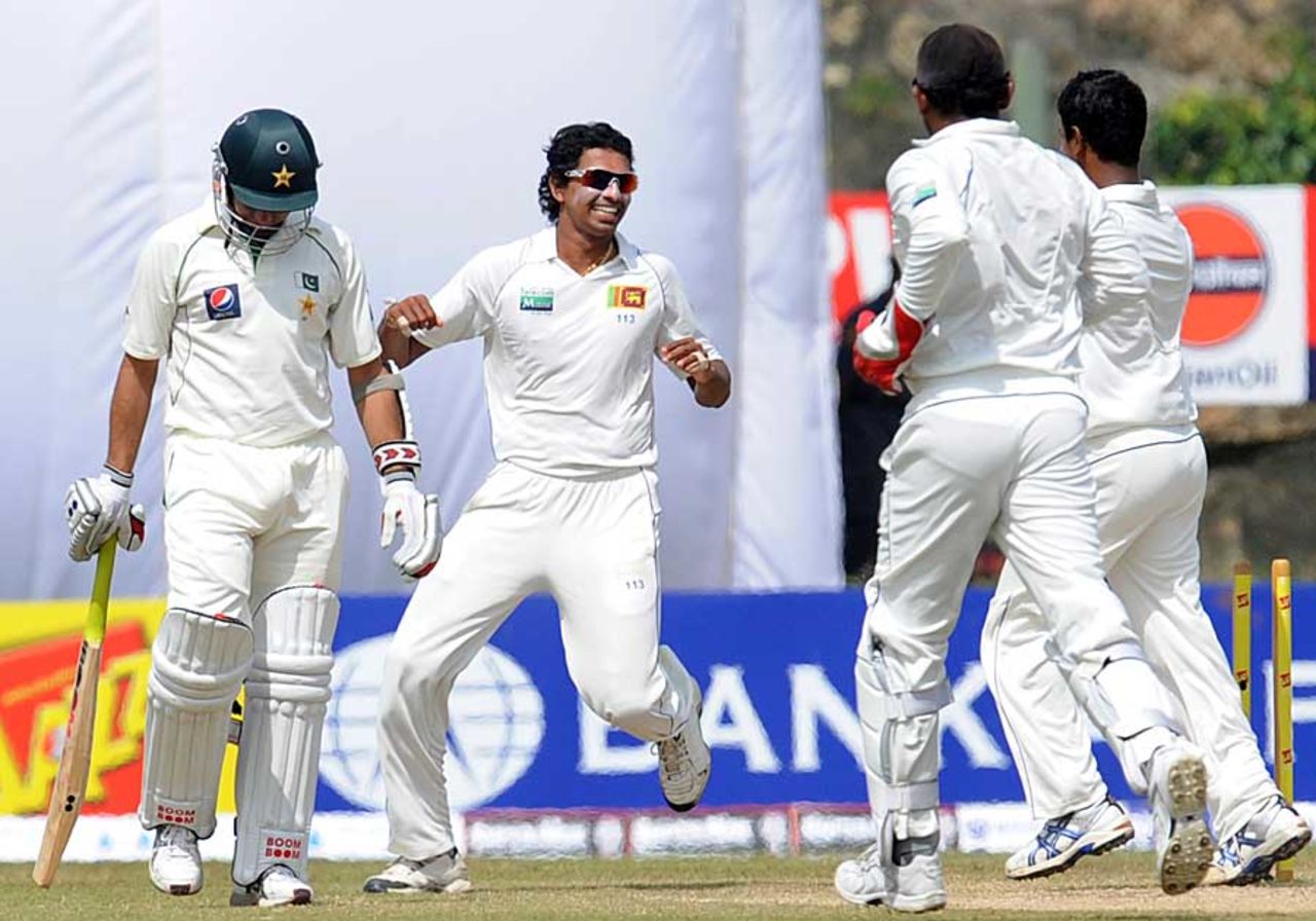 Saeed Ajmal was run out early on the fourth day by Suraj Randiv, Sri Lanka v Pakistan, 1st Test, Galle, 4th day, June 25, 2012