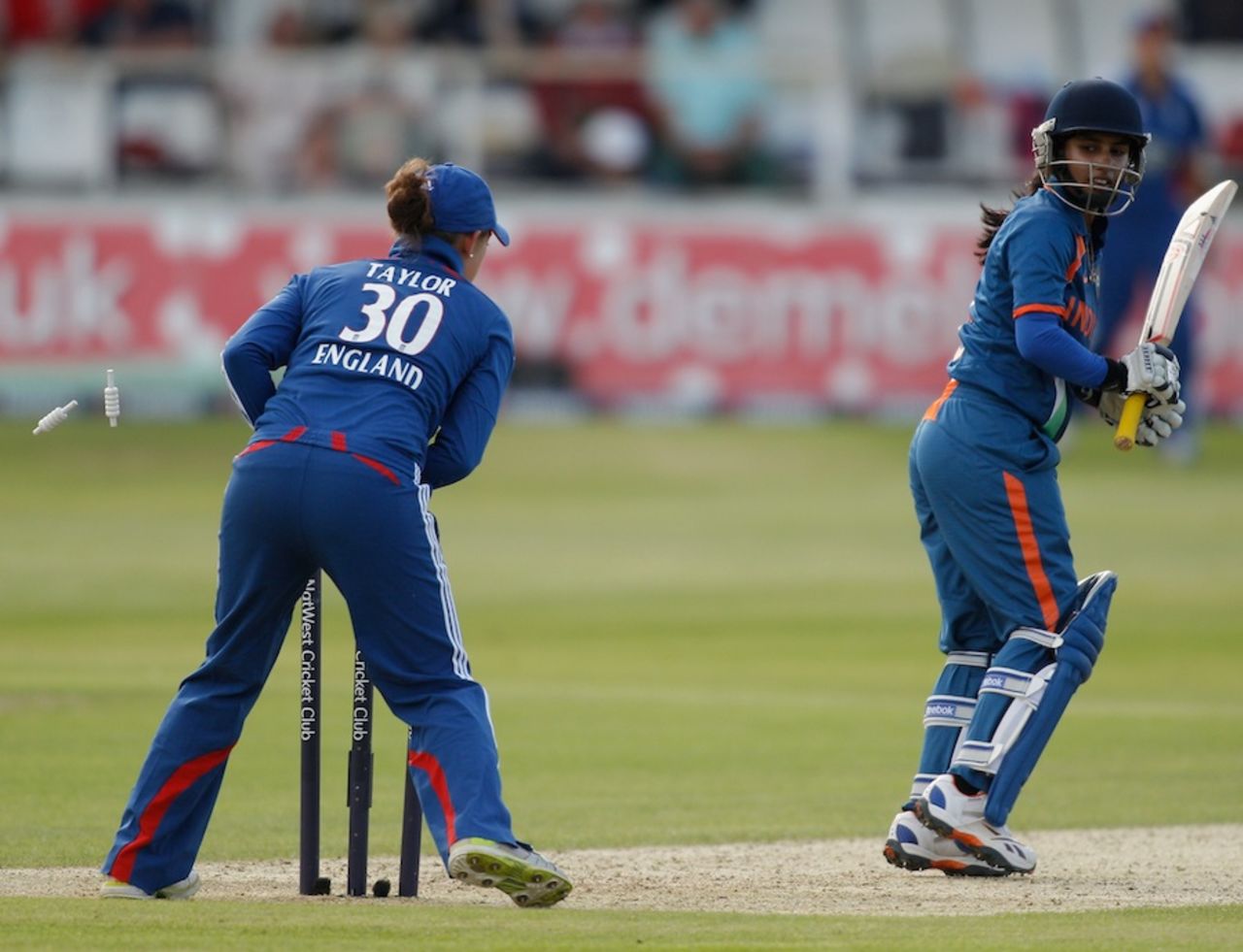 Mithali Raj was stumped by Sarah Taylor, England Women v India Women, 1st Twenty20, Canterbury, June 26, 2012