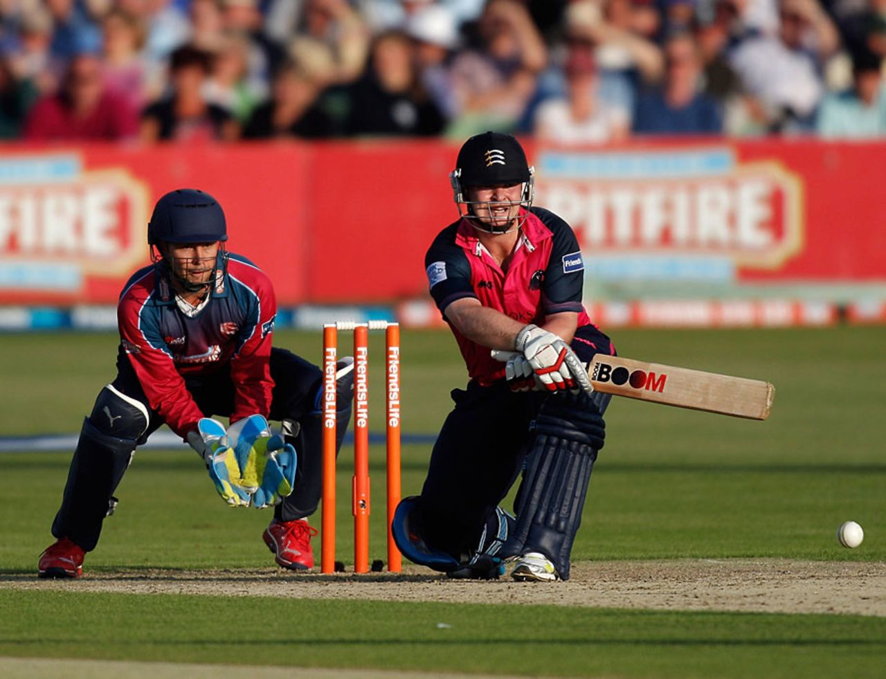 Paul Stirling plays the reverse sweep, Kent v Middlesex, FLt20, South Group, Canterbury, June 26, 2012
