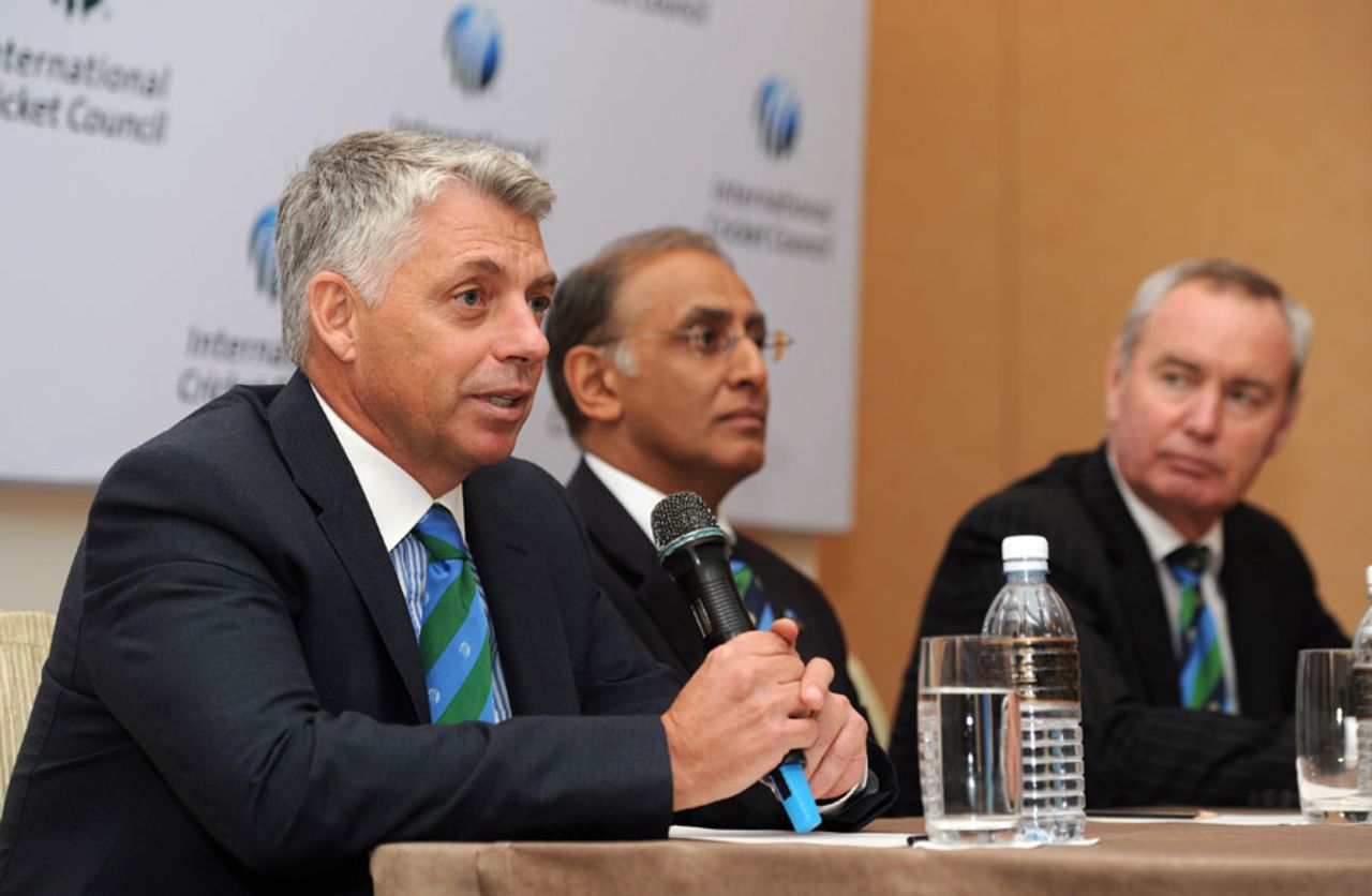 ICC chief executive David Richardson, Haroon Lorgat and ICC president Alan Isaac, Kuala Lumpur, June 28, 2012