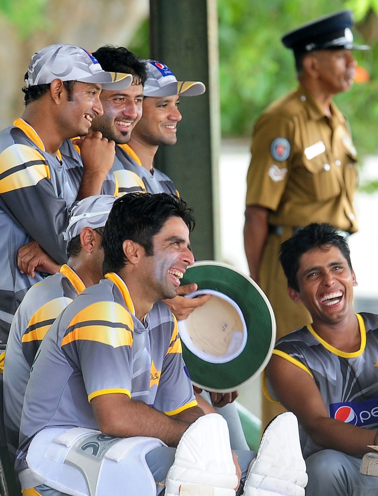 Pakistan share a joke during practice, Colombo, June 28, 2012