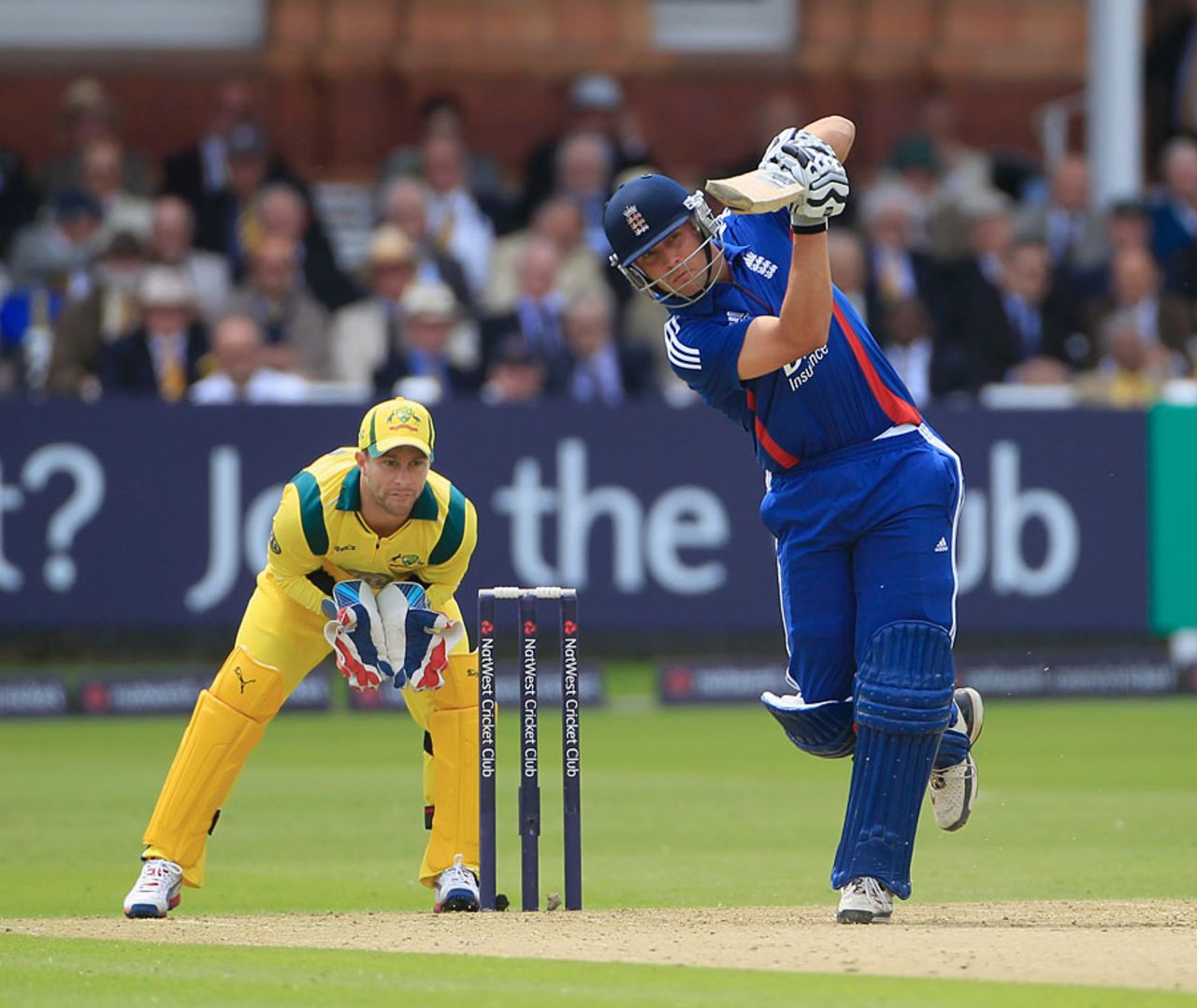 Jonathan Trott goes down the ground during his fifty, England v Australia, 1st ODI, Lord's, June 29, 2012