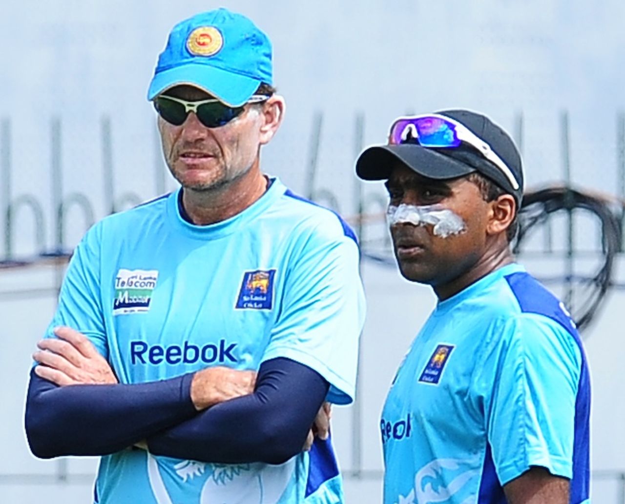 Mahela Jayawardene and coach Graham Ford at a training session, SSC, Colombo, June 29, 2012