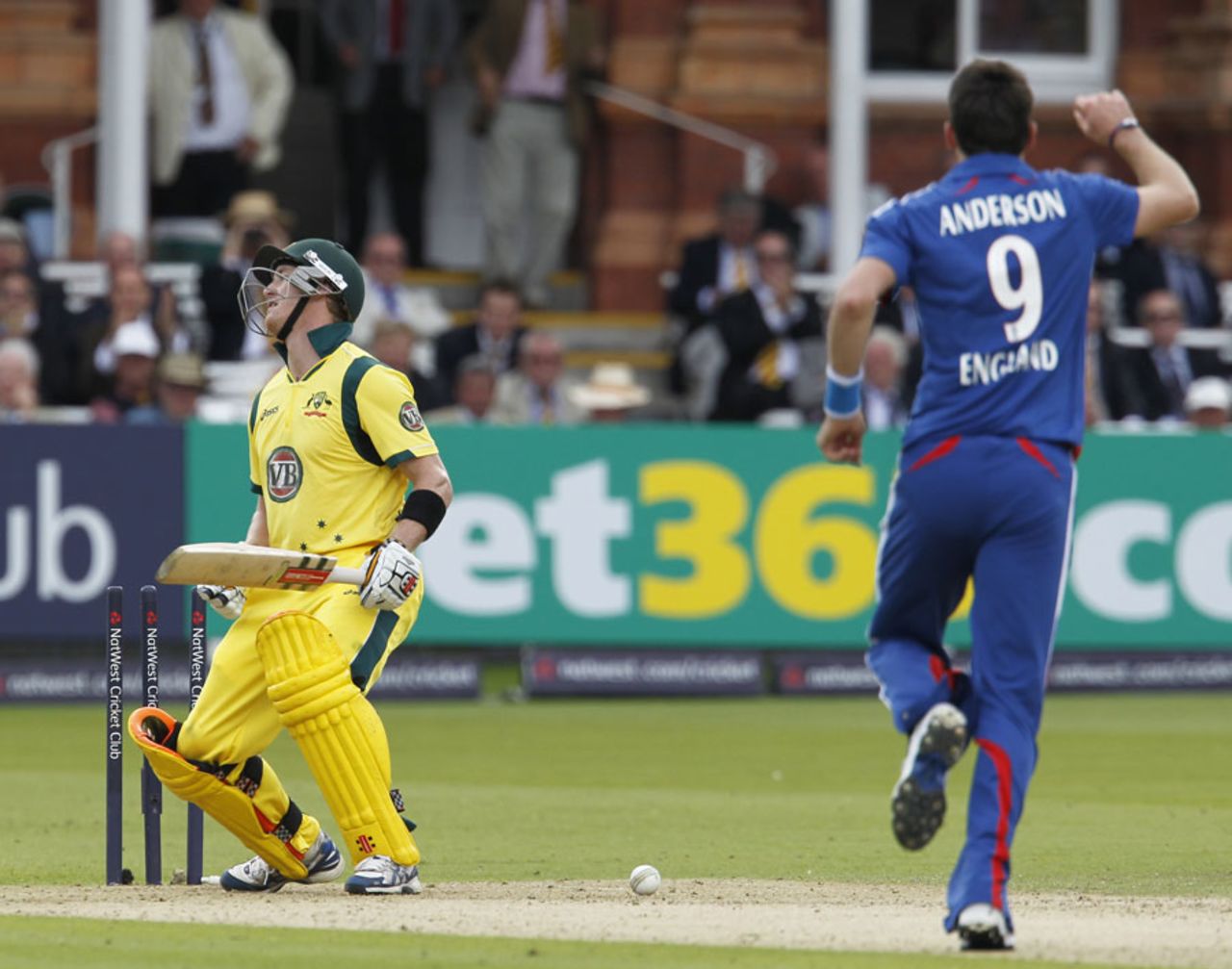 James Anderson ended a stand of 76 for the second wicket, England v Australia, 1st ODI, Lord's, June 29, 2012