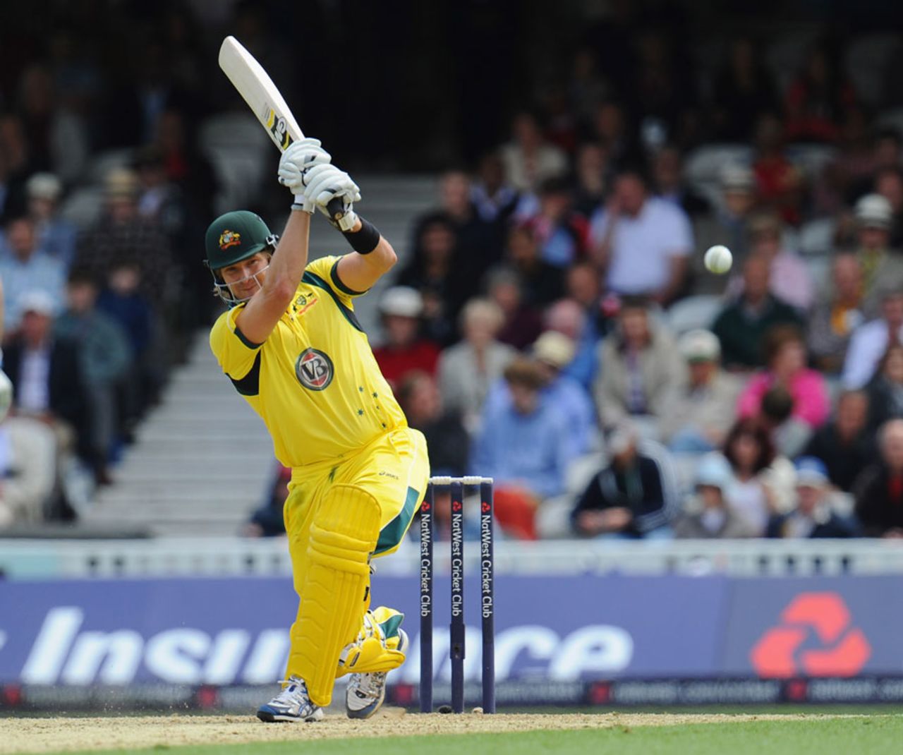 Shane Watson clubs a boundary to bring up his fifty, England v Australia, 2nd ODI, The Oval, July 1, 2012