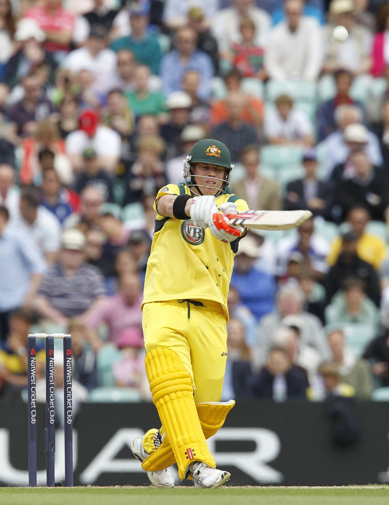 Dave Warner top-edged a pull to square leg, England v Australia, 2nd ODI, The Oval, July 1, 2012