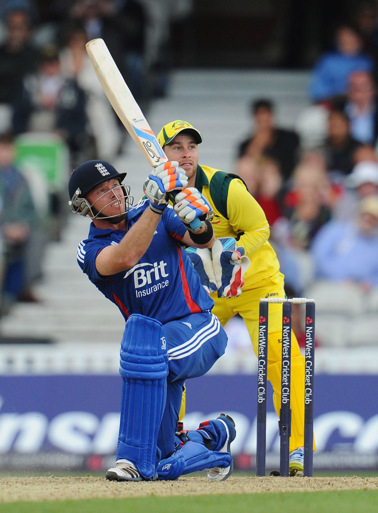 Ian Bell lofts a shot into the leg side during his innings of 75, England v Australia, 2nd ODI, The Oval, July 1, 2012