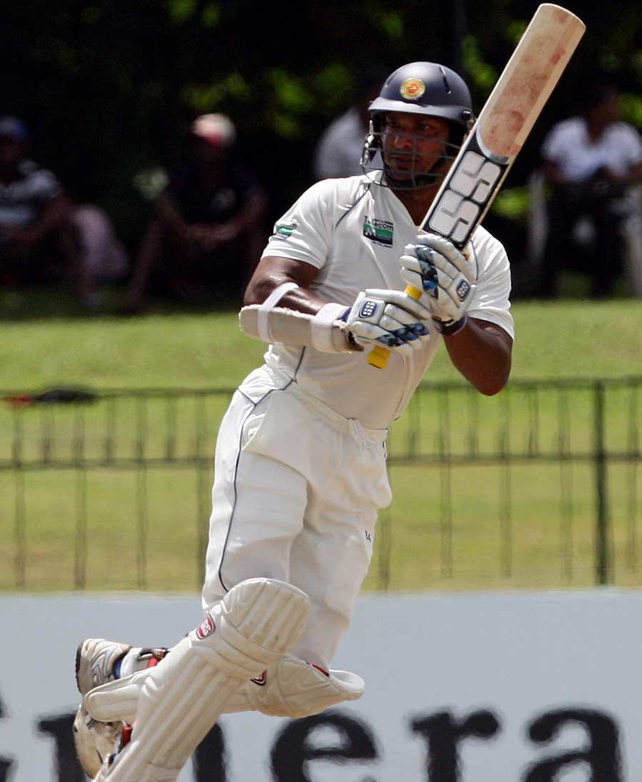 Kumar Sangakkara taps one to the leg side, Sri Lanka v Pakistan, 2nd Test, SSC, Colombo, 4th day, July 3, 2012