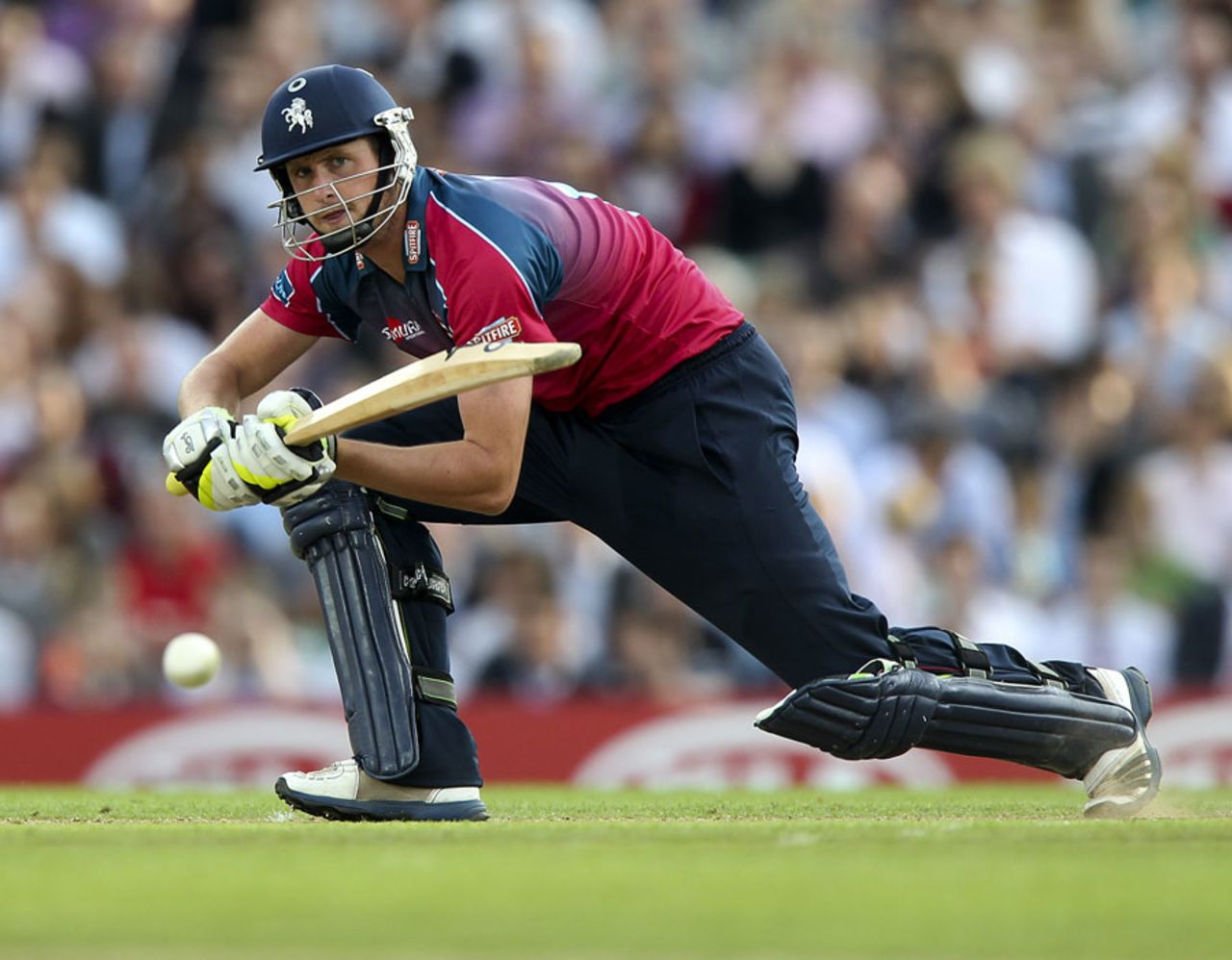 Alex Blake reverse-sweeps on his way to 35, Surrey v Kent, Flt20 South Group, The Oval, July, 7, 2012