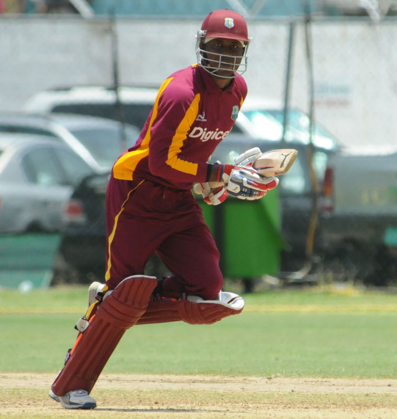Marlon Samuels takes a single, West Indies v New Zealand, 2nd ODI, Kingston, July 7, 2012