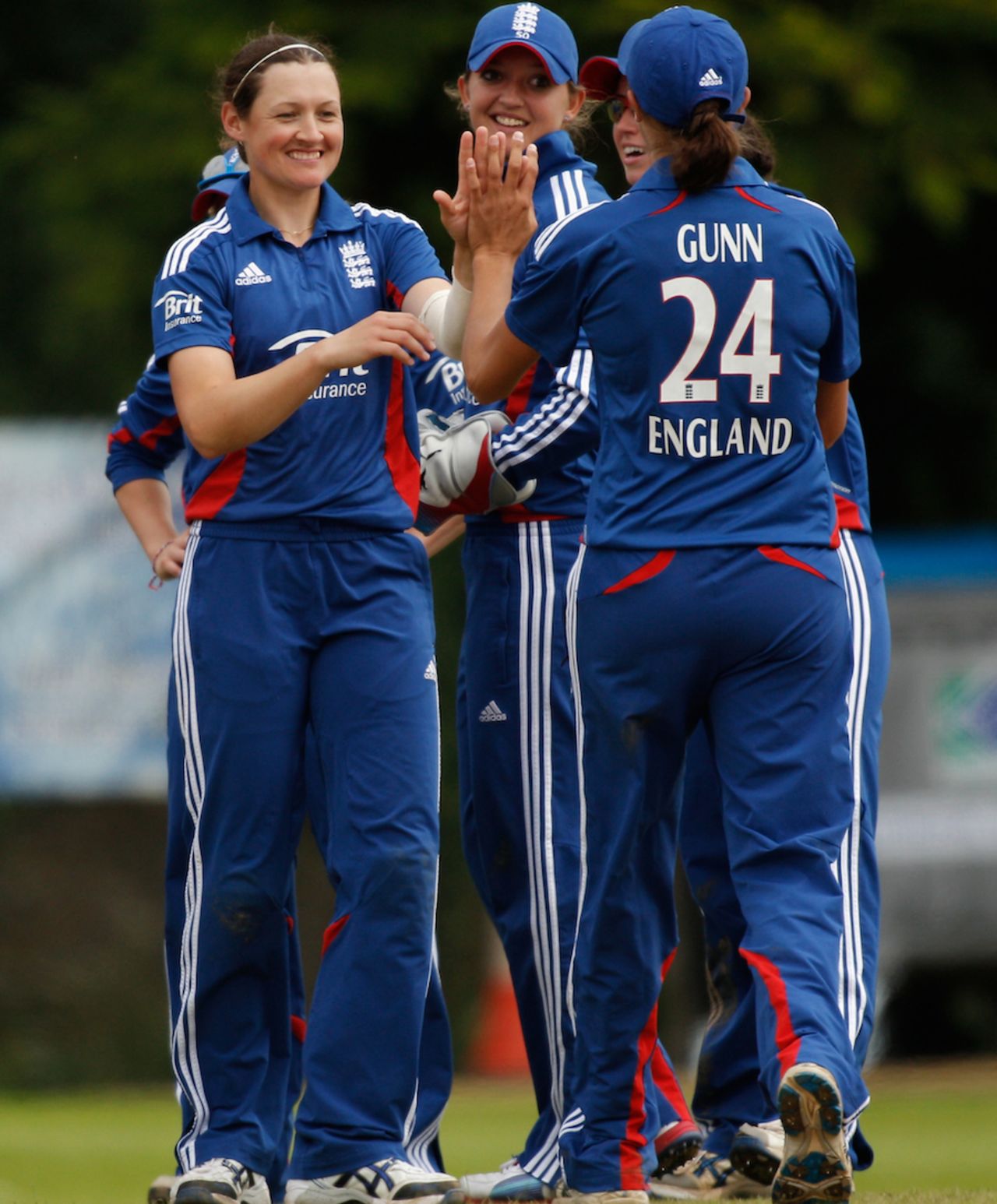 Arran Brindle celebrates a wicket with the team, England Women v India Women, 4th ODI, Truro, July, 8, 2012