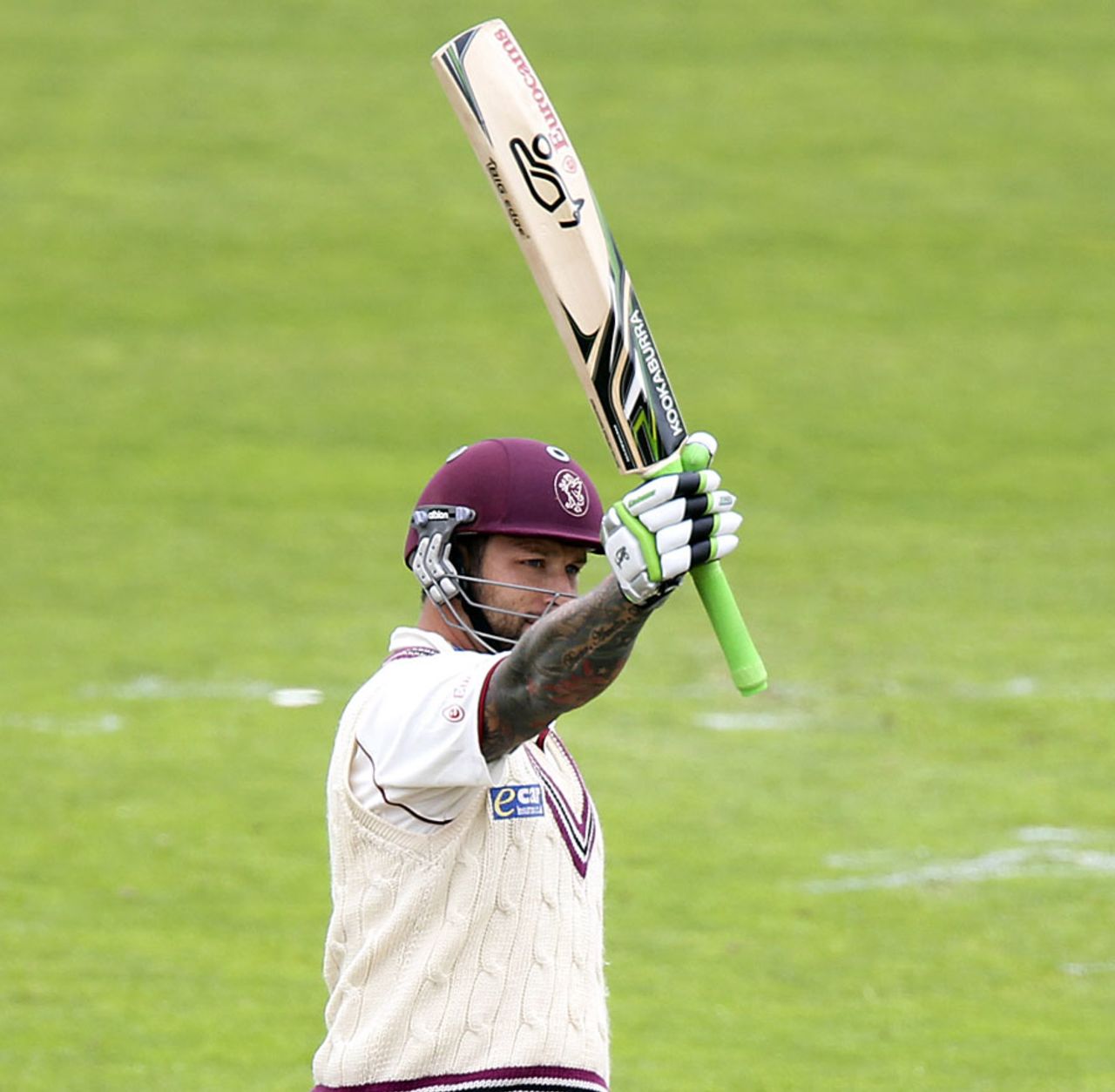 Peter Trego acknowledges his rapid half-century, Somerset v South Africans, Tour Match, Taunton, 1st day, July 9, 2012