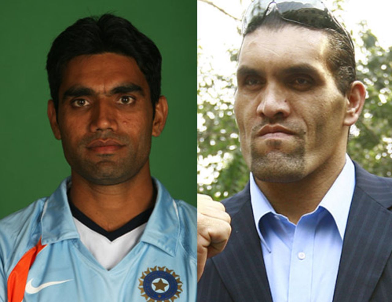 Composite: Munaf Patel and the Great Khali