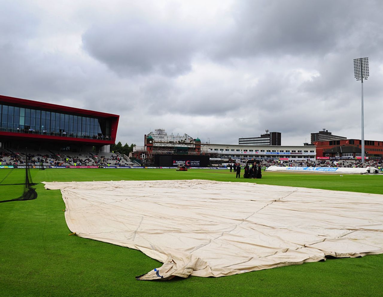 It was a damp start to the day in Manchester, England v Australia, 5th ODI, Old Trafford, July 10, 2012