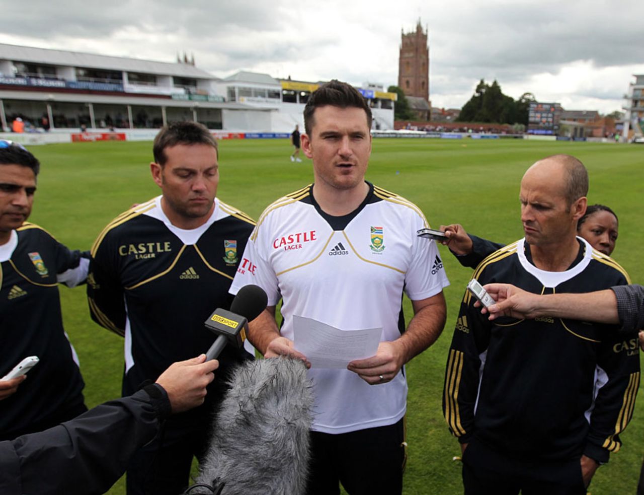 The South Africa squad addressed the media at Taunton, Somerset v South Africans, Tour match, Taunton, 2nd day, July 10, 2012