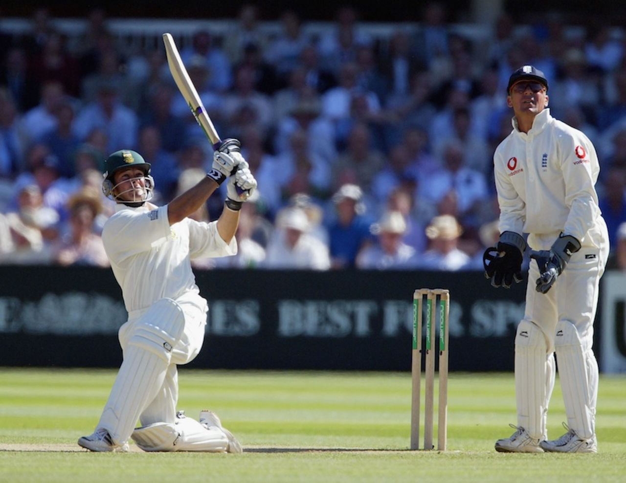 Mark Boucher hits over the leg side, England v South Africa, 1st Test, Lord's, August 2, 2003