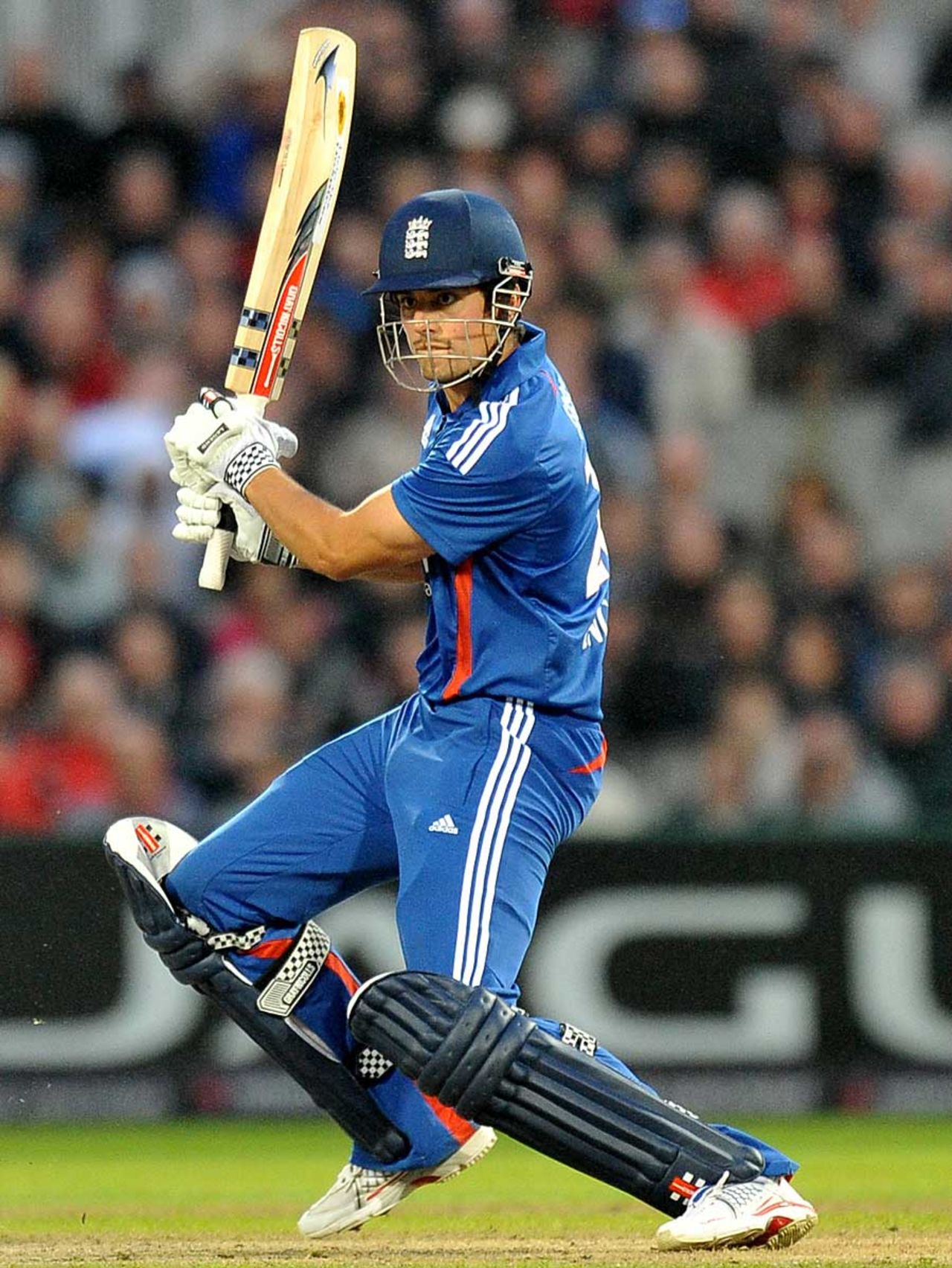 Alastair Cook cuts during his half-century, England v Australia, 5th ODI, Old Trafford, July 10, 2012