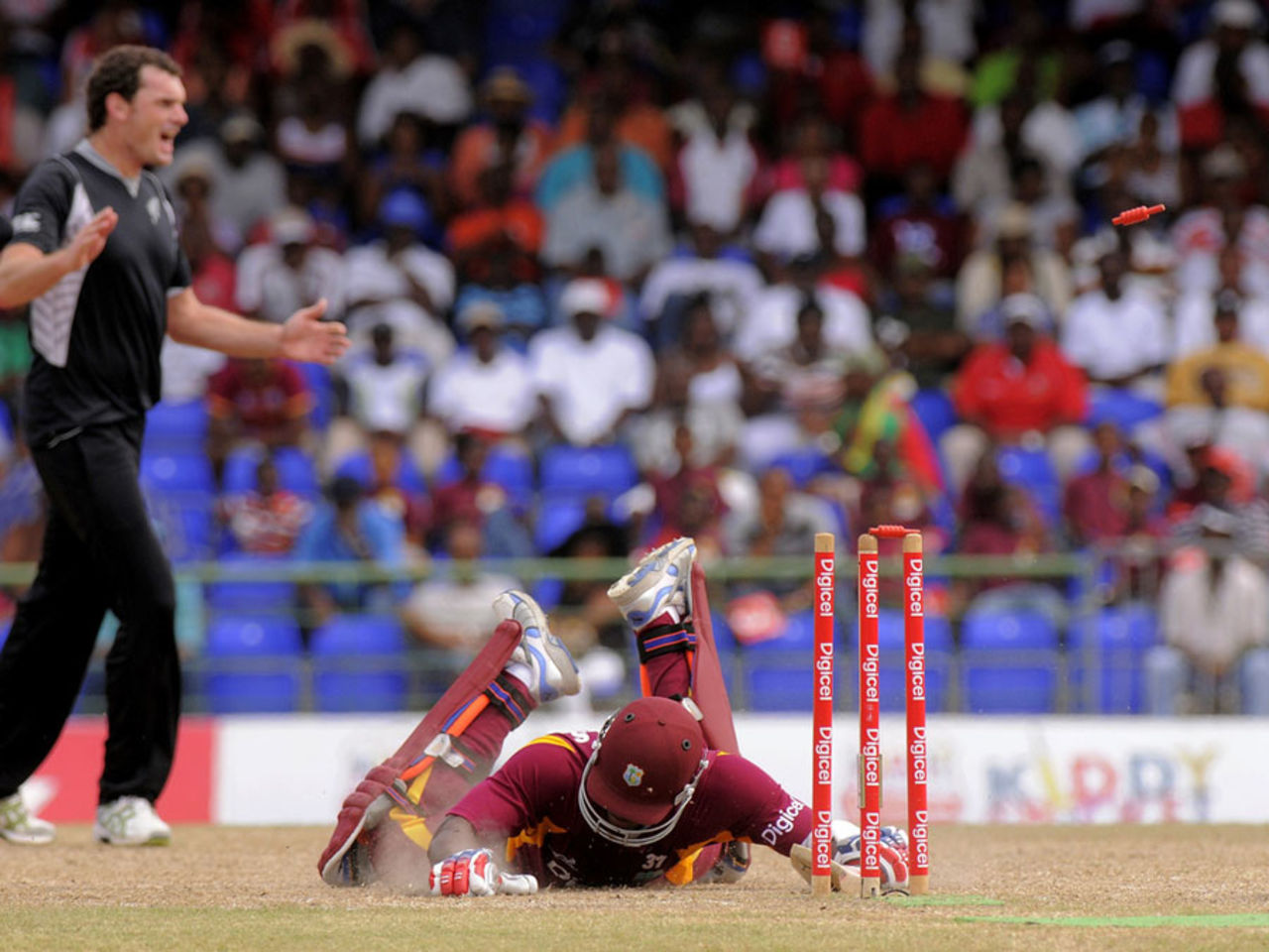 Marlon Samuels was run out for 11, West Indies v New Zealand, 3rd ODI, Basseterre, July 11, 2012