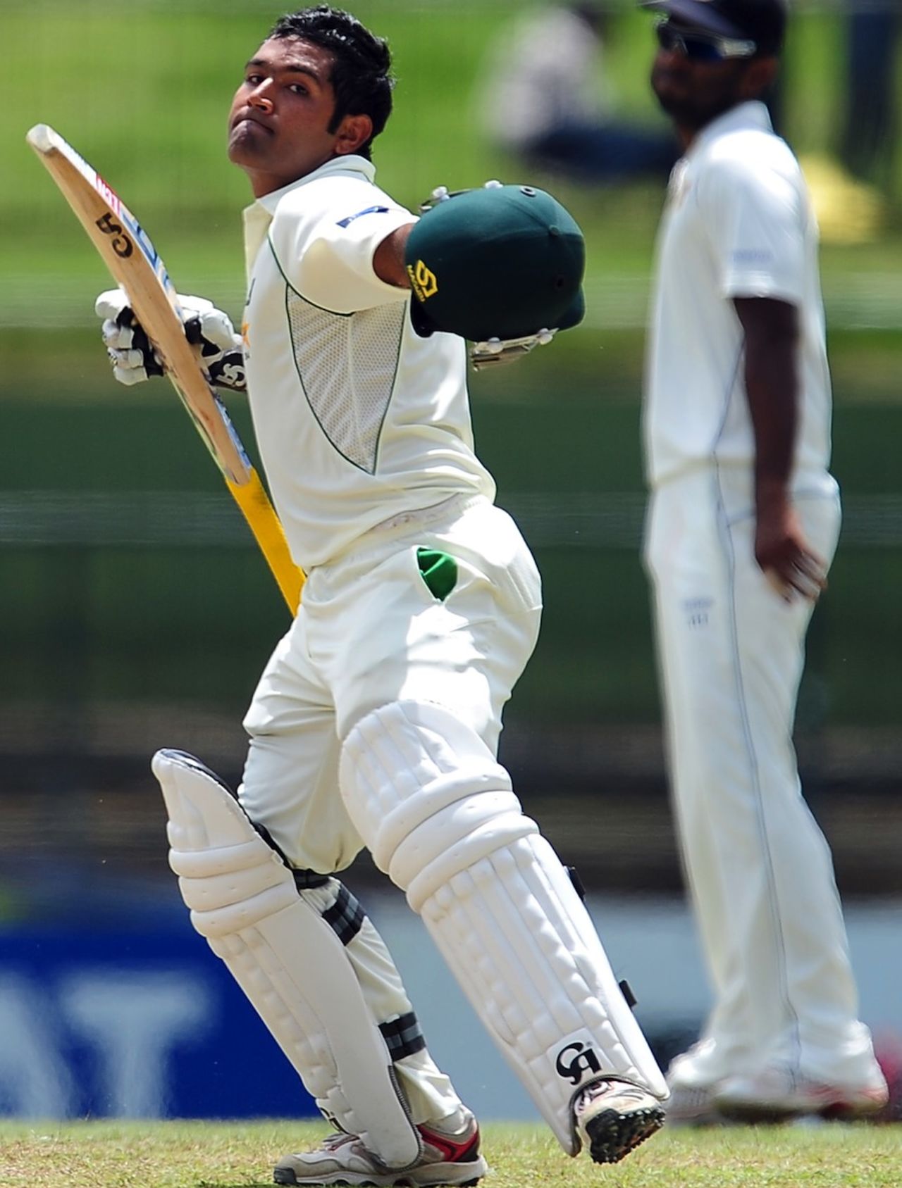 Asad Shafiq celebrates his hundred, Sri Lanka v Pakistan, 3rd Test, Pallekele, 5th day, July 12, 2012