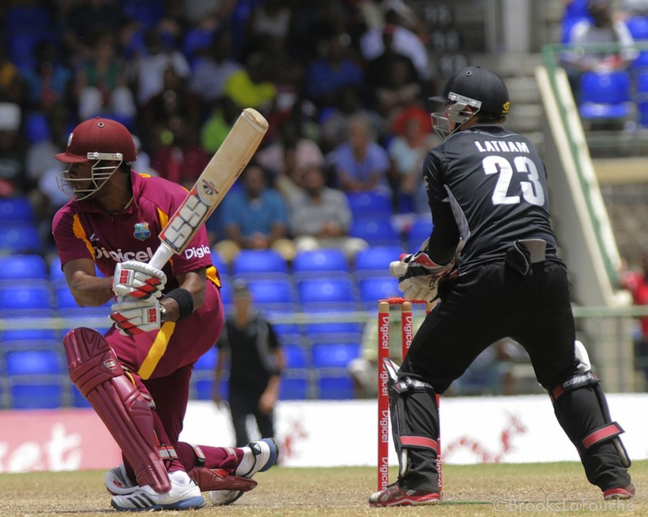 Kieron Pollard top scored for West Indies with 56, West Indies v New Zealand, 4th ODI, Basseterre, July 14, 2012