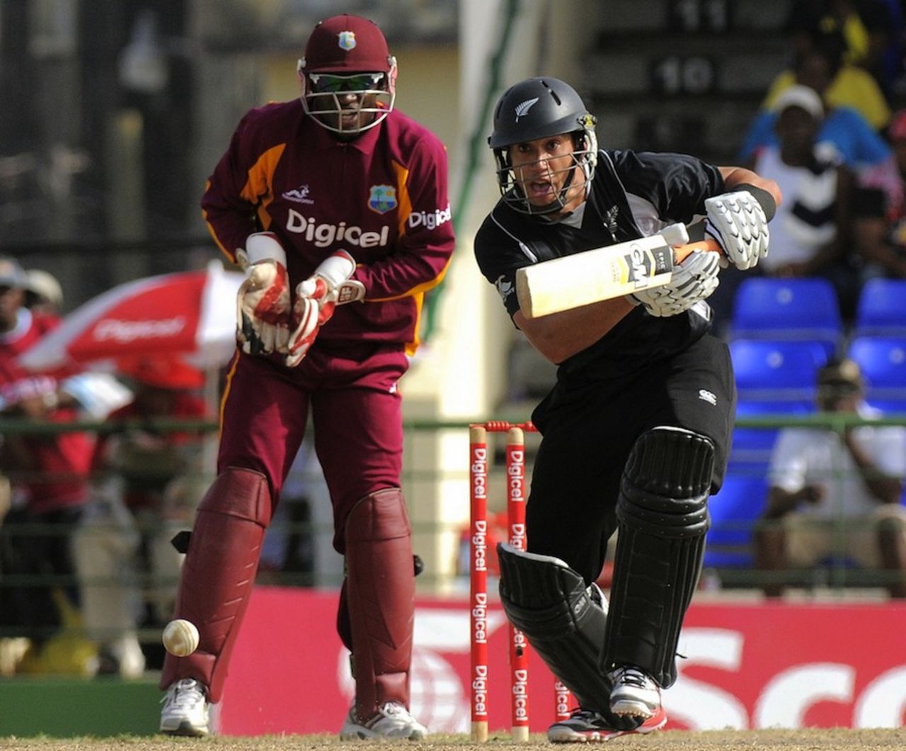Ross Taylor made 110 on his comeback from a shoulder injury, West Indies v New Zealand, 4th ODI, Basseterre, July 14, 2012