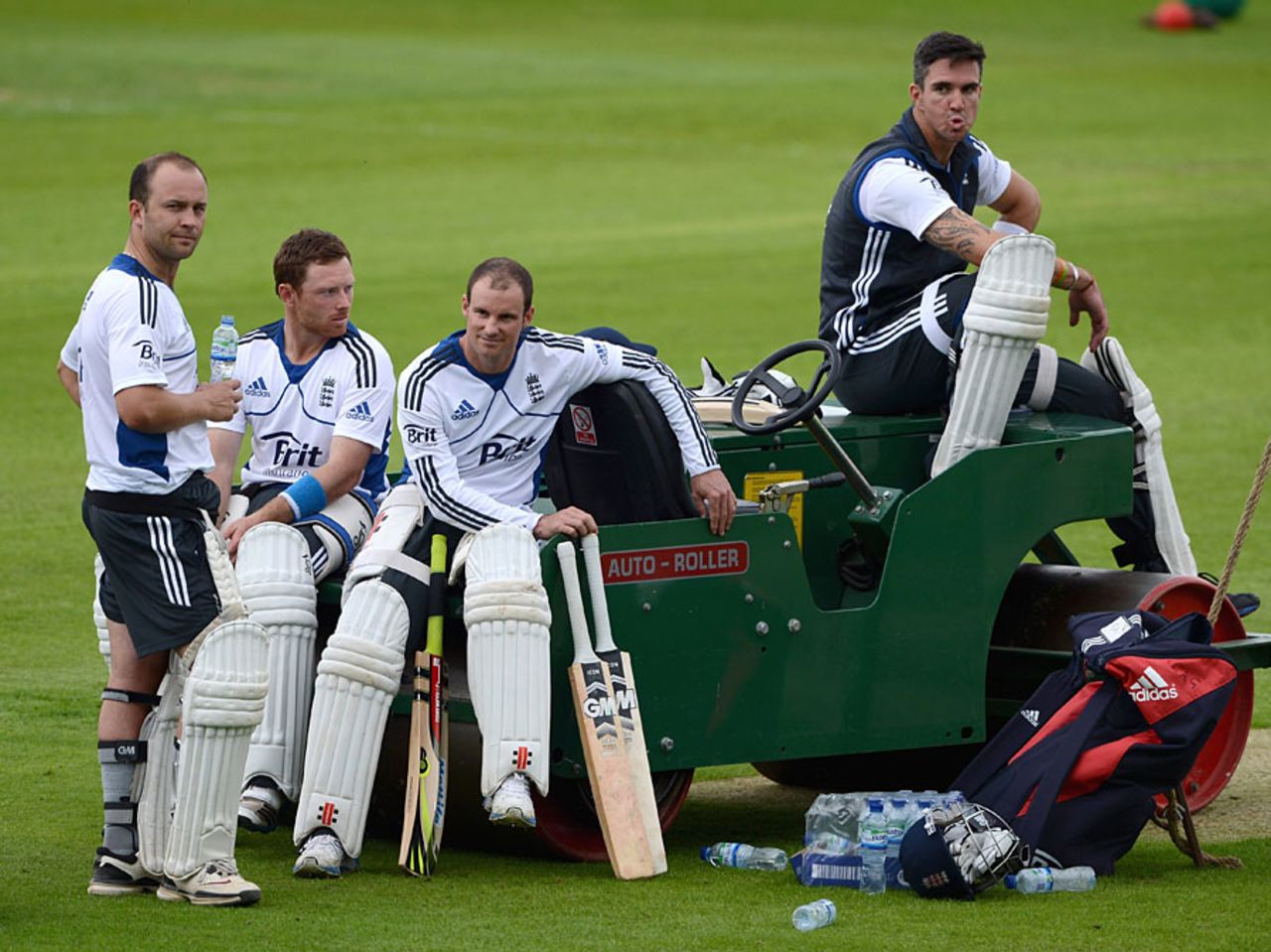 England's batsmen wait for a net, The Oval, July 17, 2012